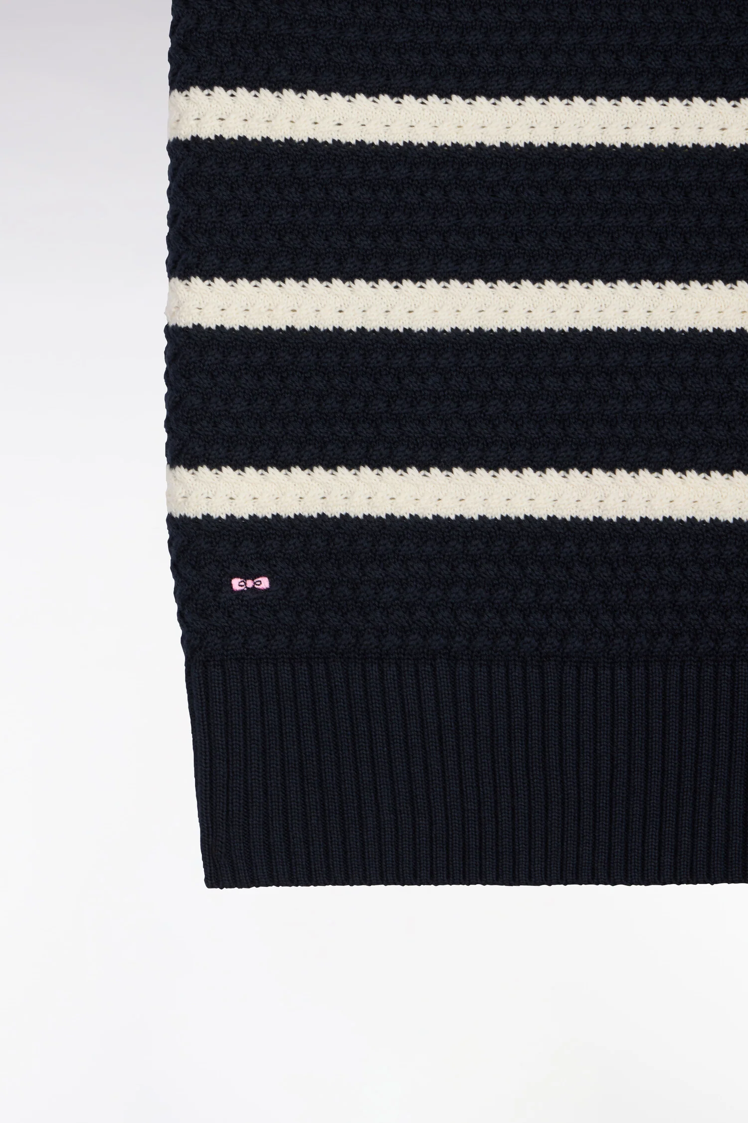 Pull marinière sans manche en coton tressé marine - Image 6