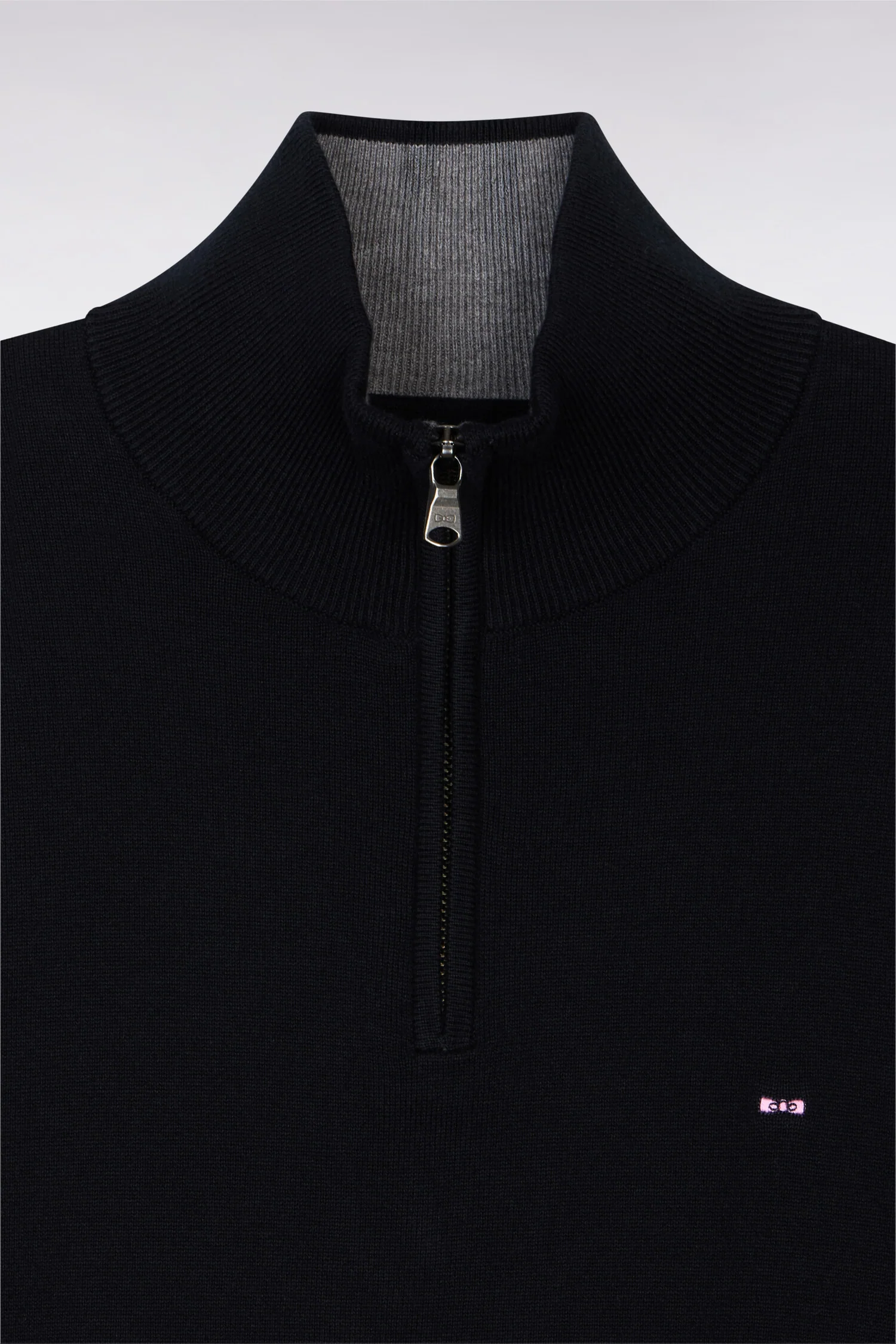Pull noir à col camionneur en coton - Image 7