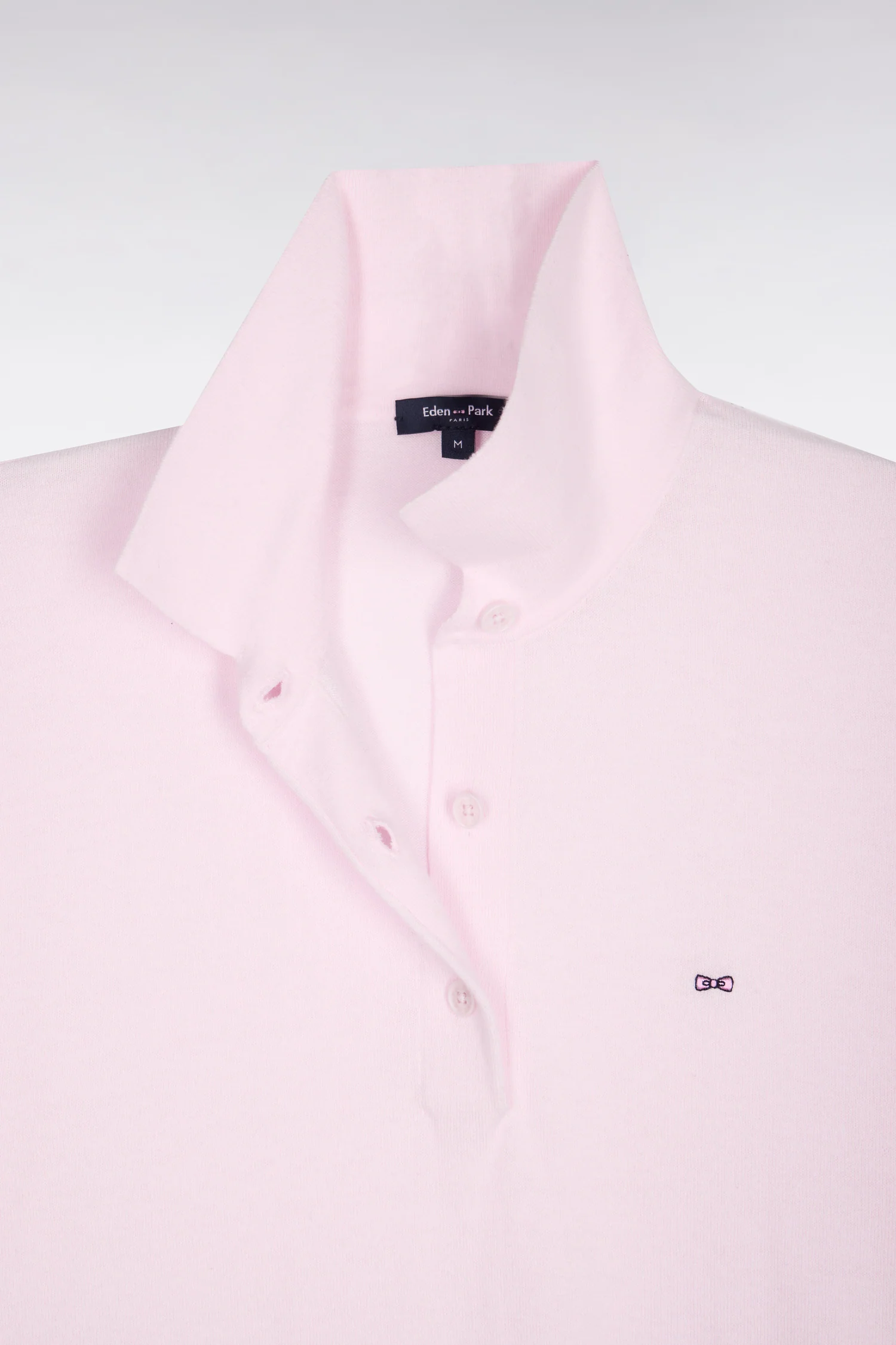Pull polo à manches courtes en coton et soie mélangés rose coupe regular - Image 6