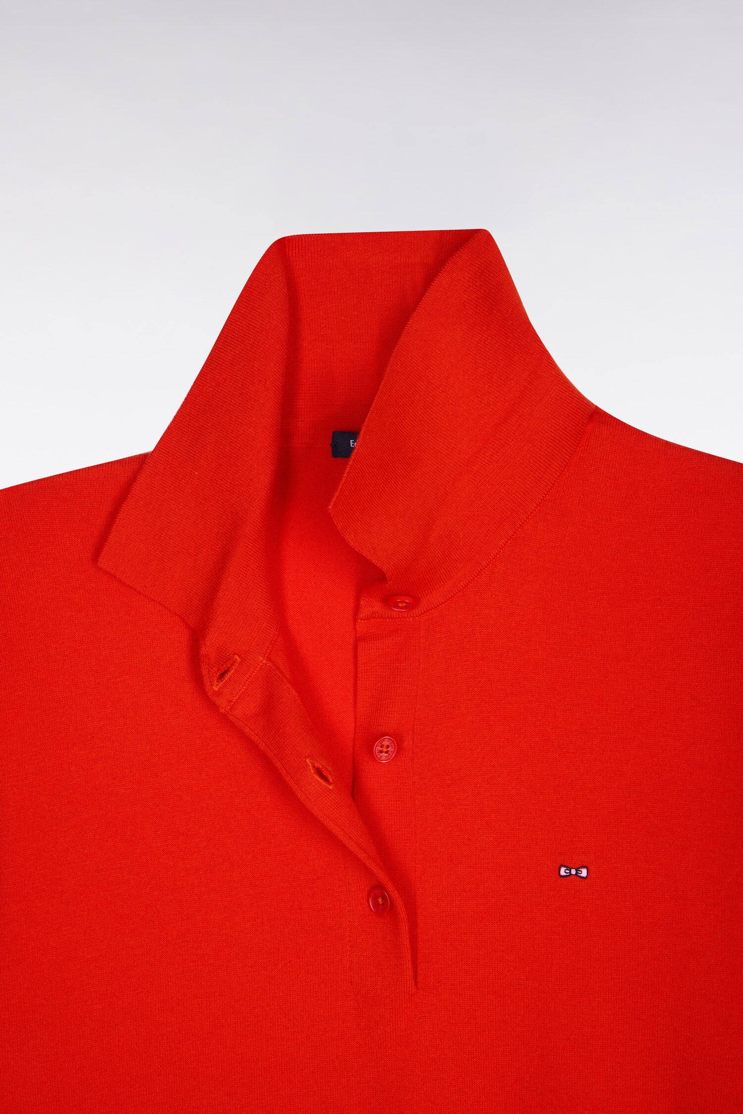 Pull polo à manches courtes en coton et soie mélangés rouge coupe regular - Image 6