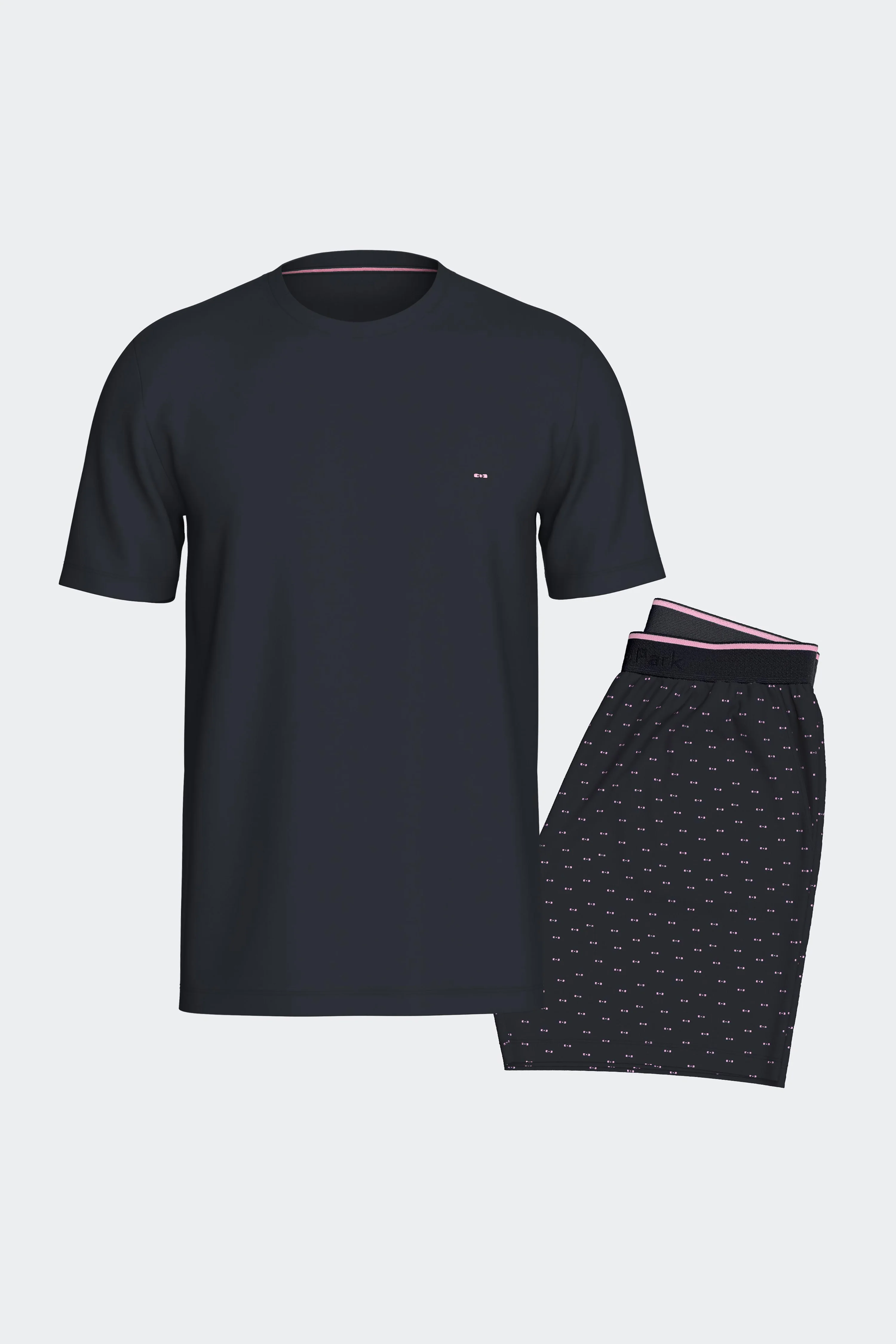 Pyjama court en coton marine short Ă micromotifs