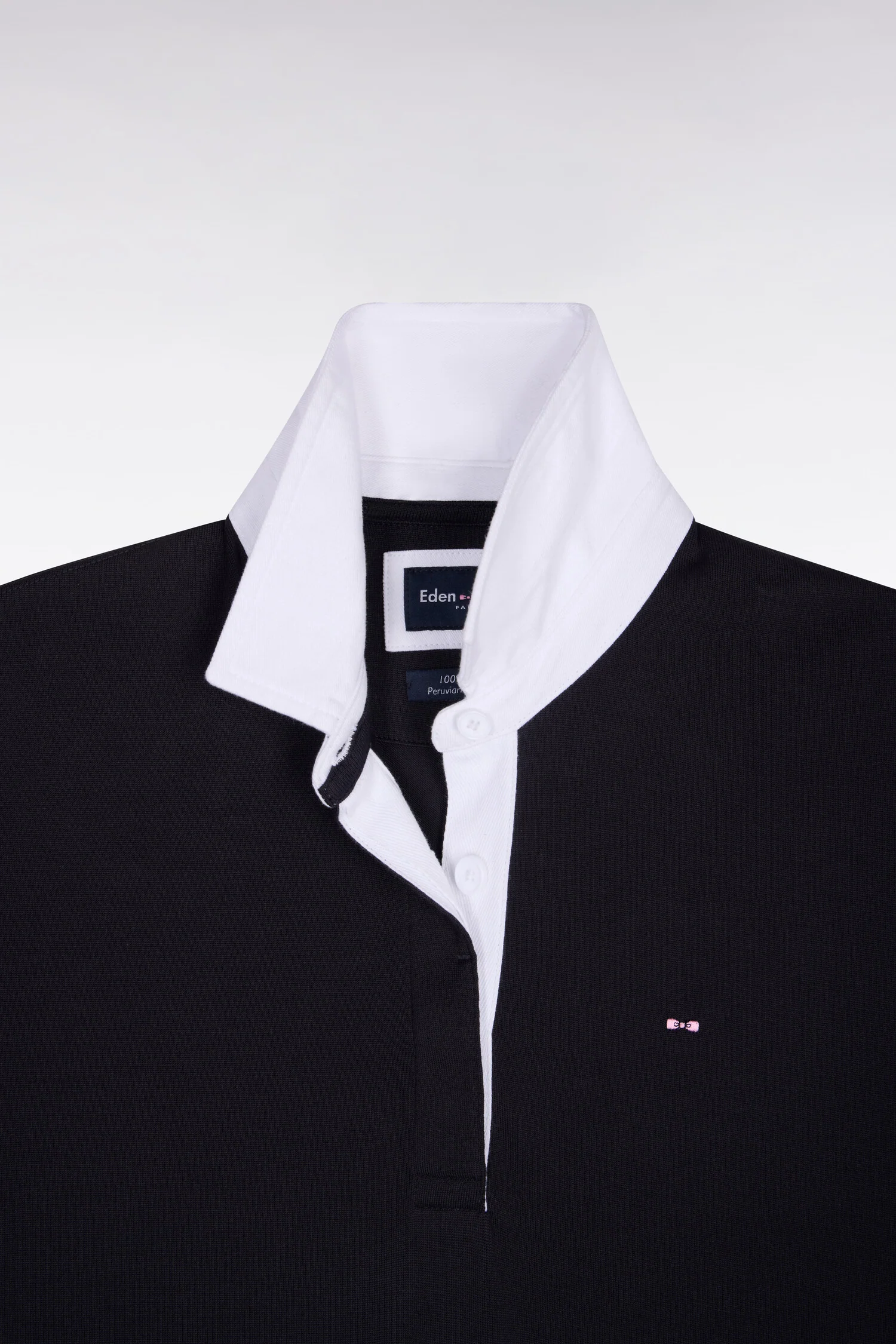 Robe polo en coton marine à col blanc - Image 6