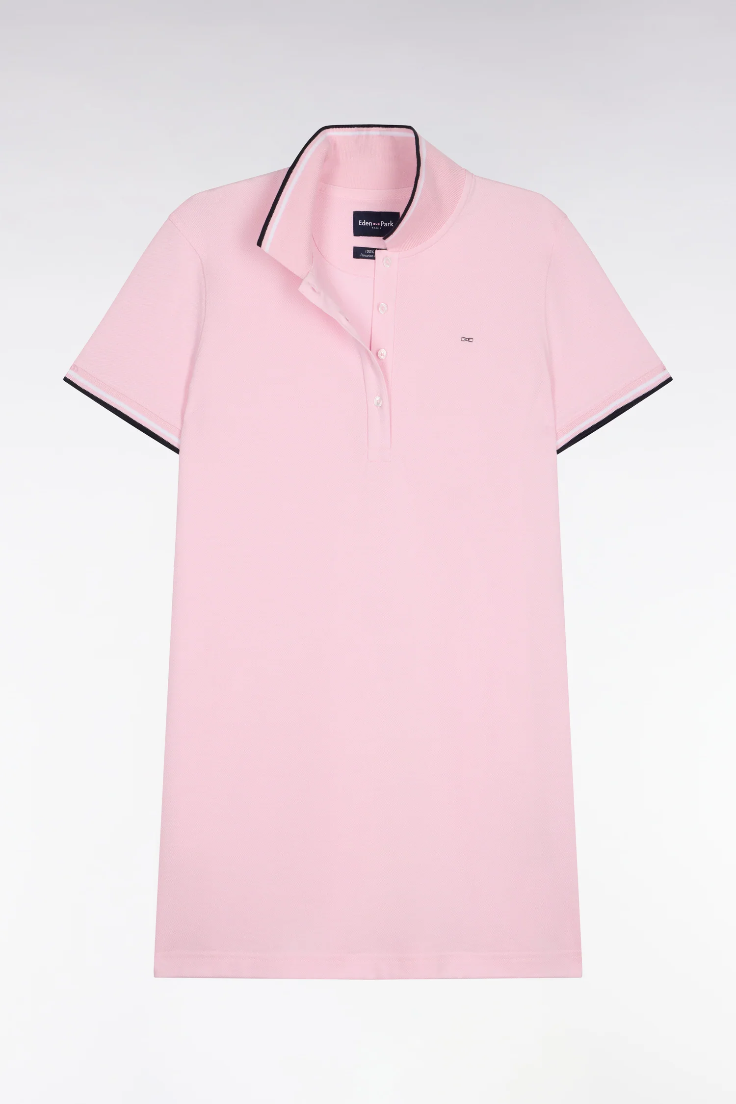 Robe polo en coton rose coupe droite - Image 2