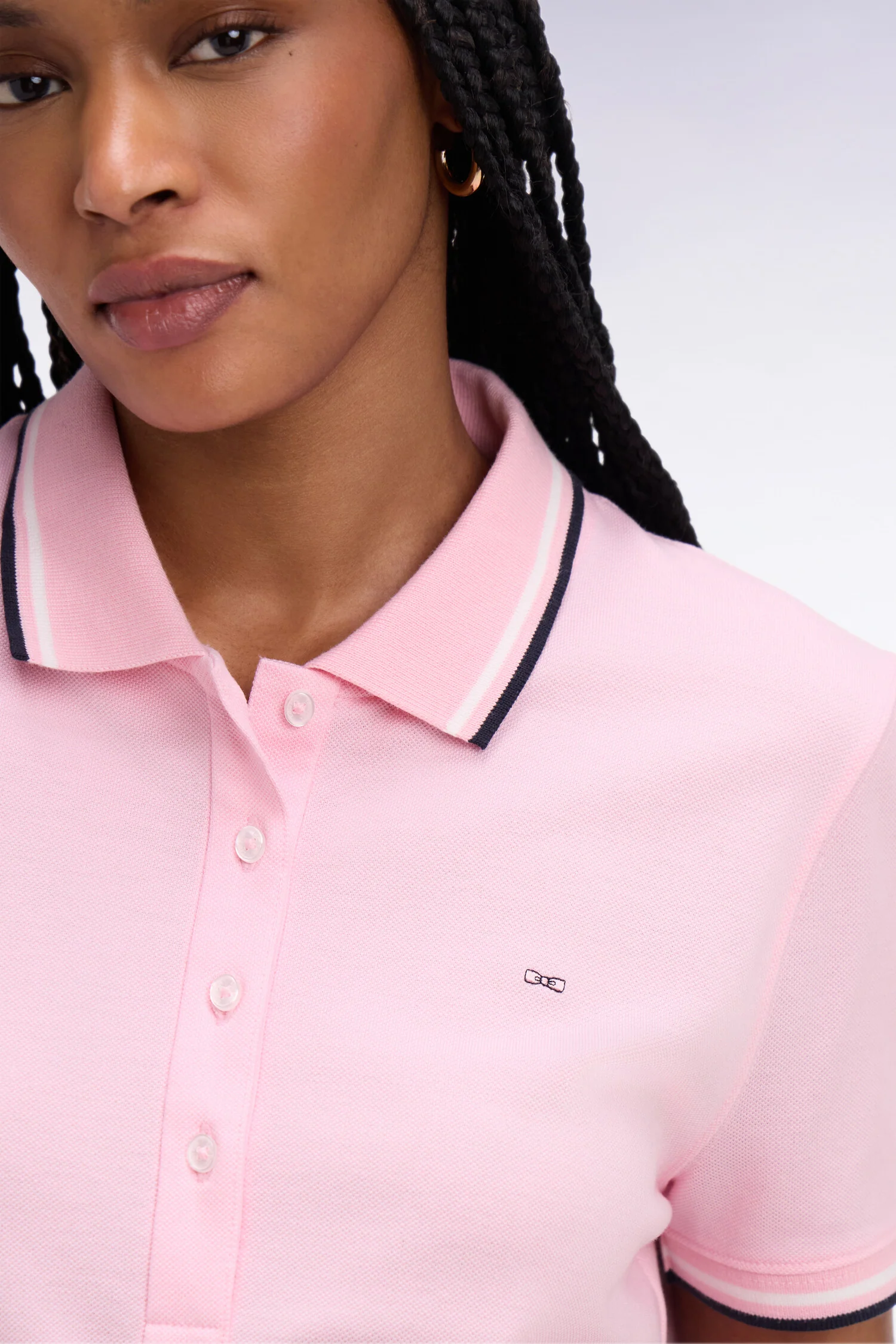 Robe polo en coton rose coupe droite - Image 4