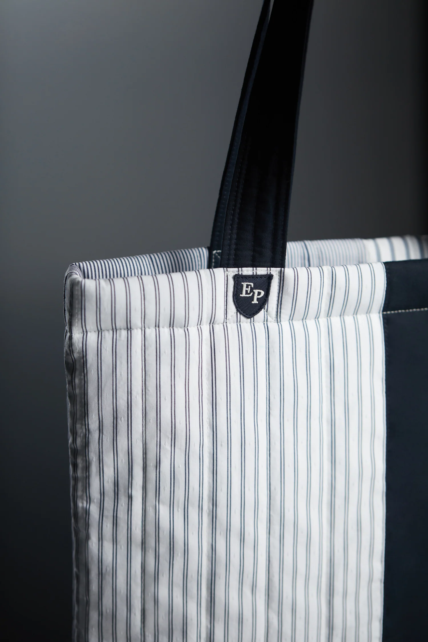 Sac cabas en patchwork de coton rayé upcyclé Pap'Atelier - Image 5