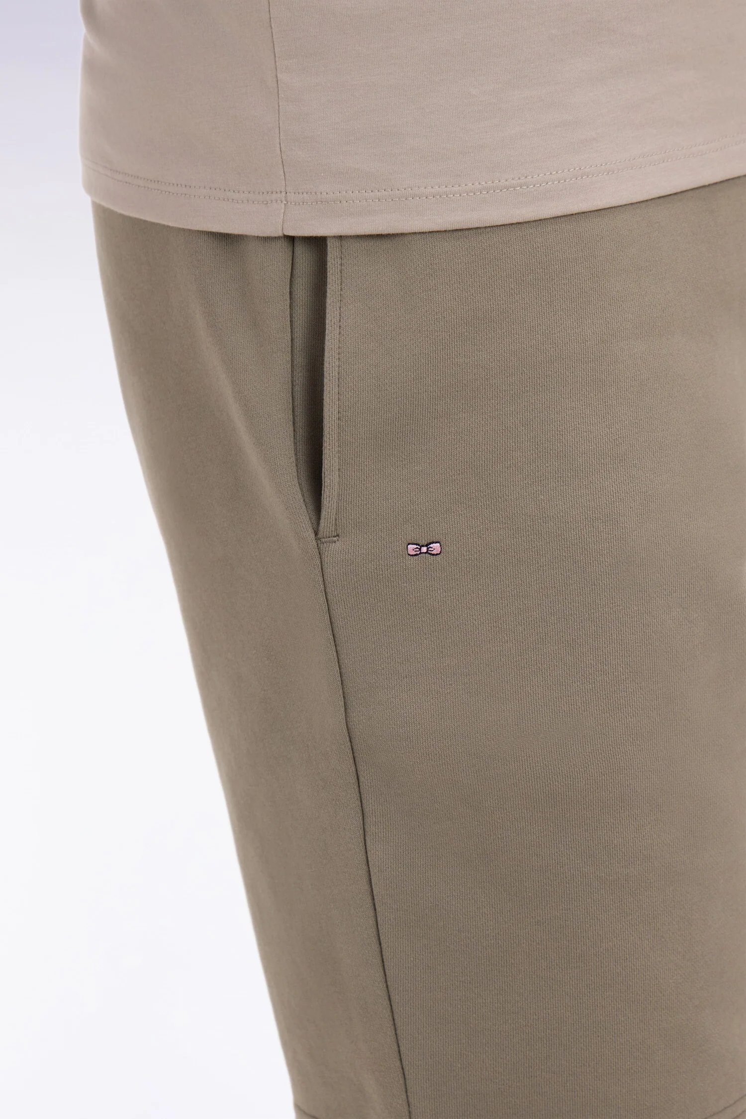 Short en molleton coton kaki - Image 4