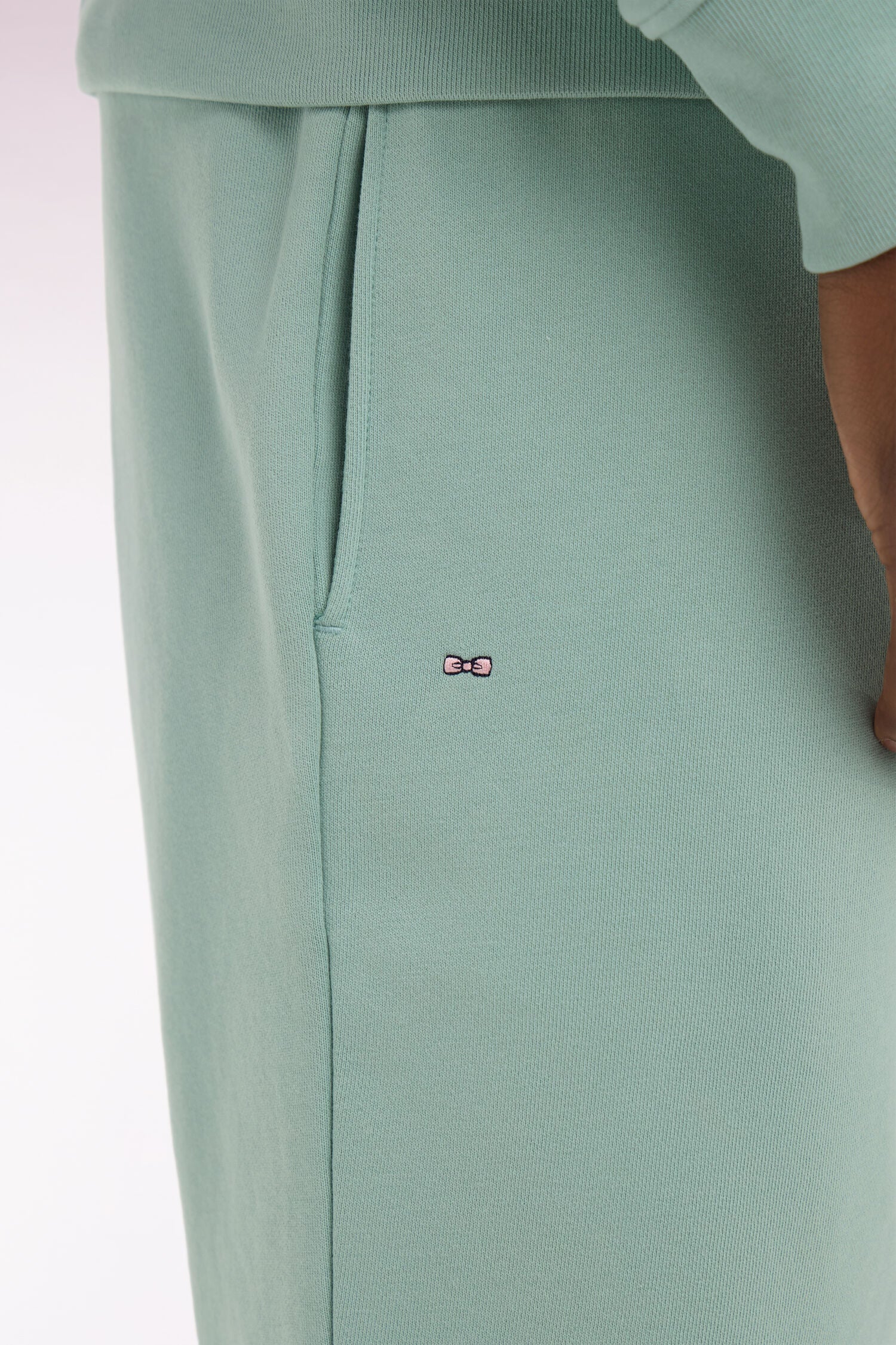 Short en molleton coton vert d'eau - Image 4
