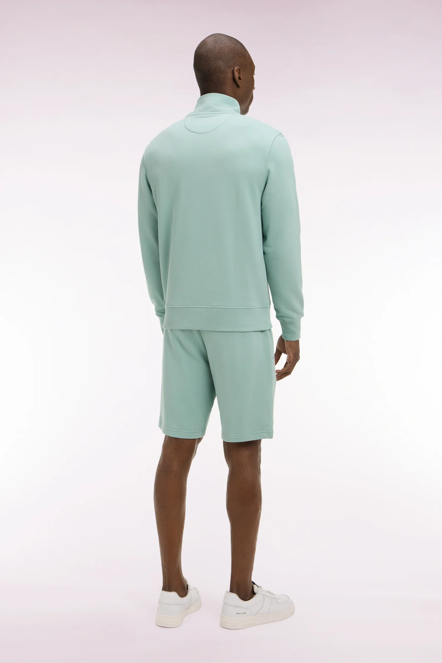 Short en molleton coton vert d'eau - Image 5