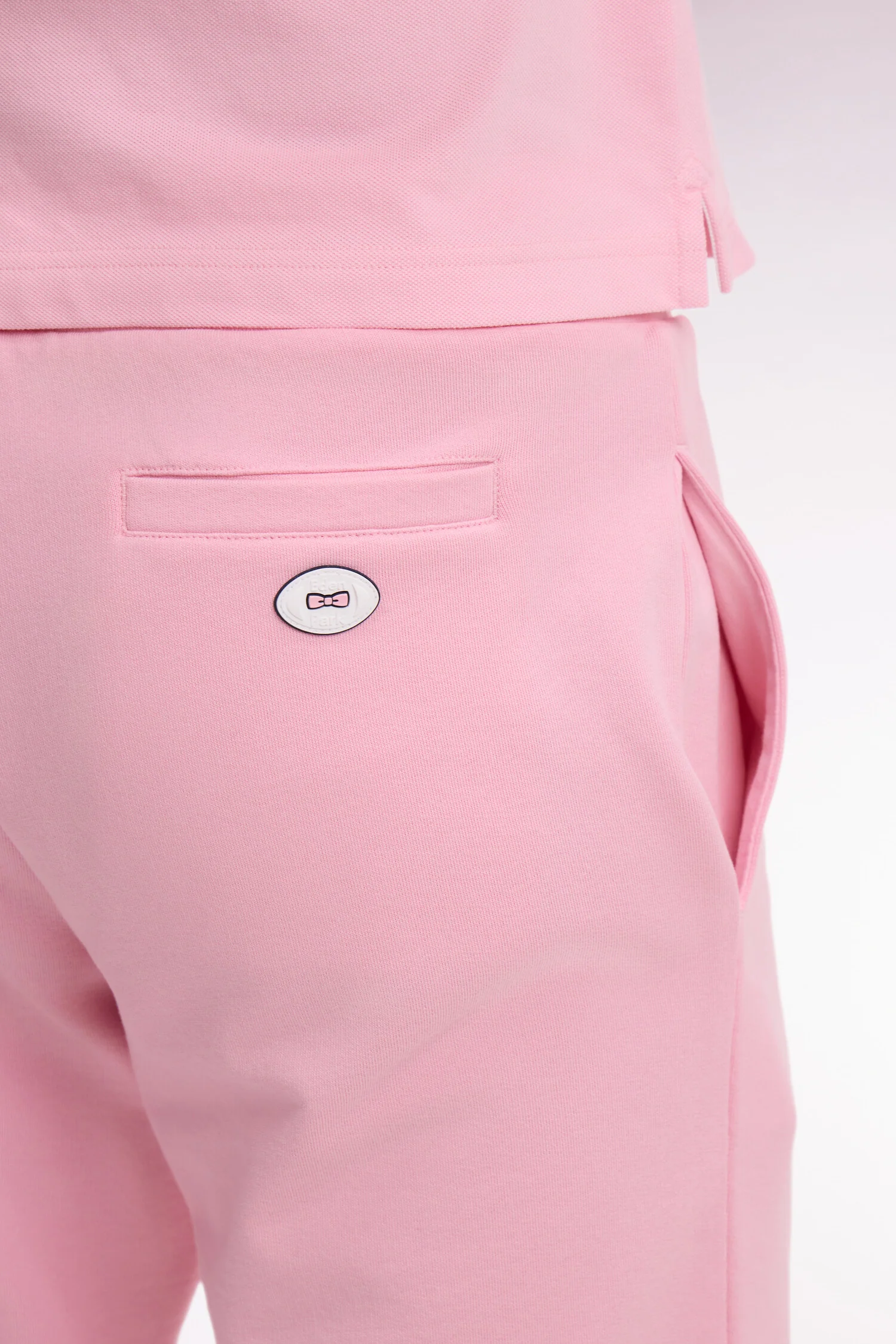 Short en molleton rose à bordures de jambe rayées - Image 4