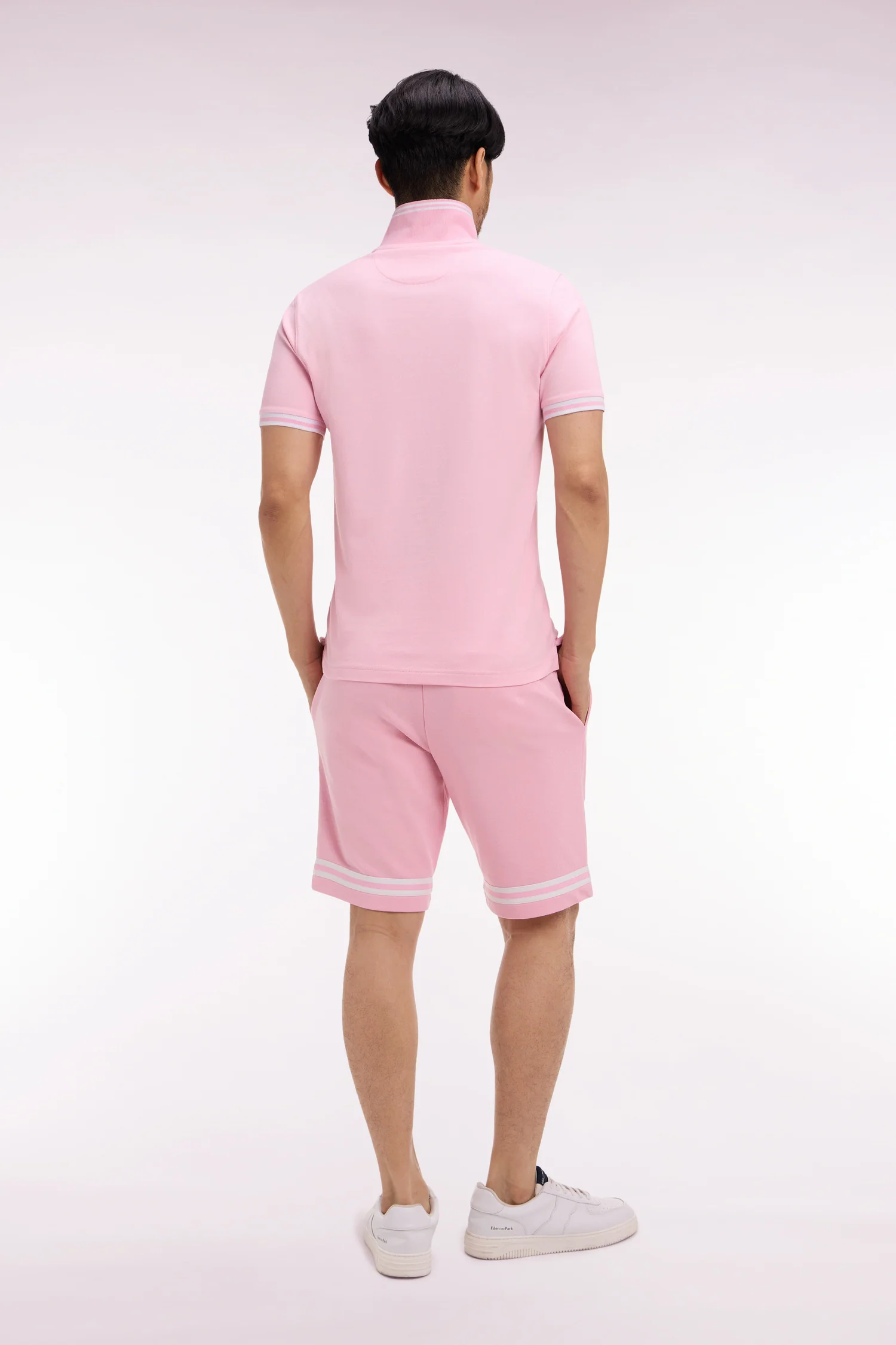 Short en molleton rose à bordures de jambe rayées - Image 5