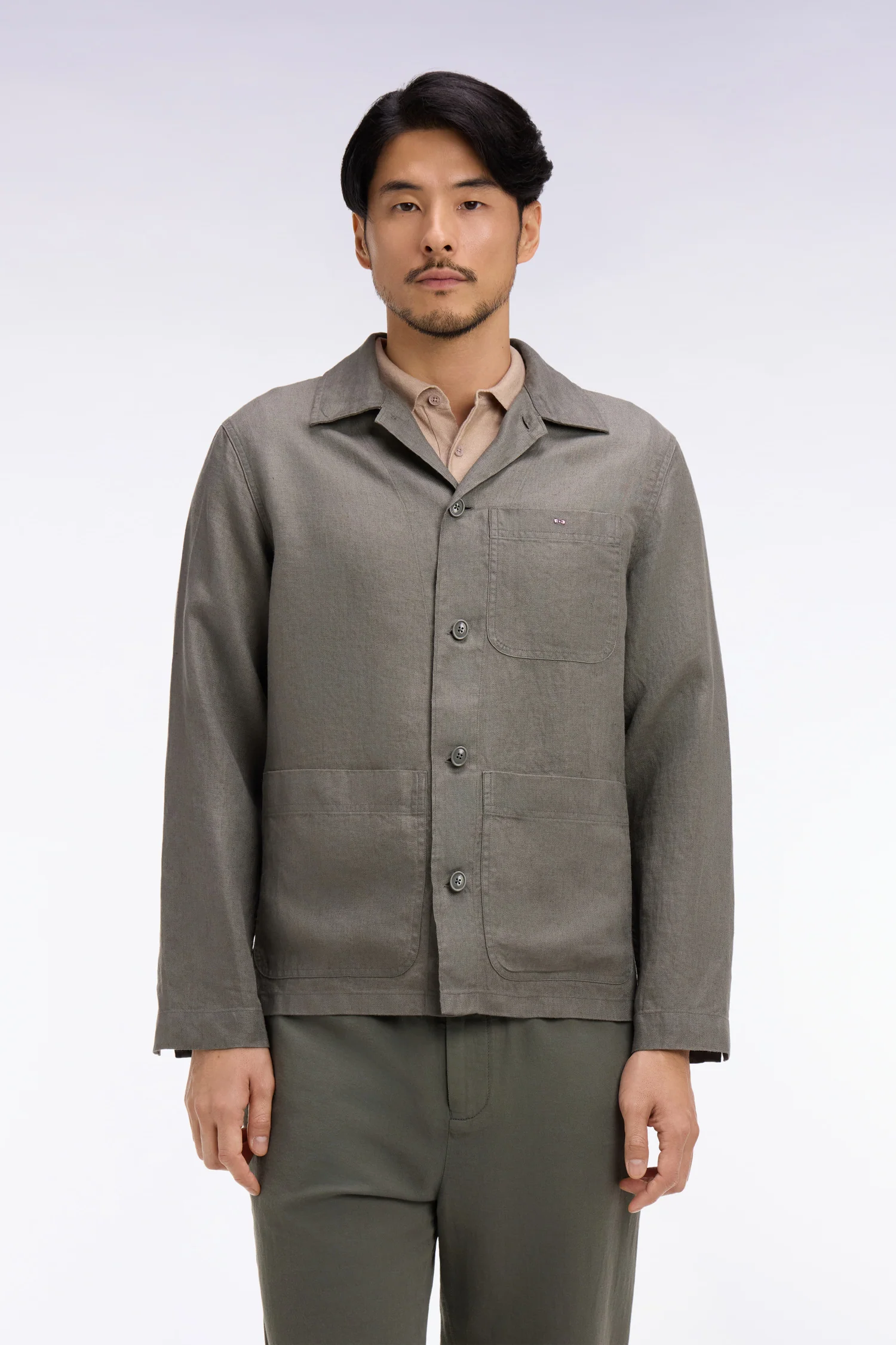 Surchemise en lin et coton kaki - Image 3