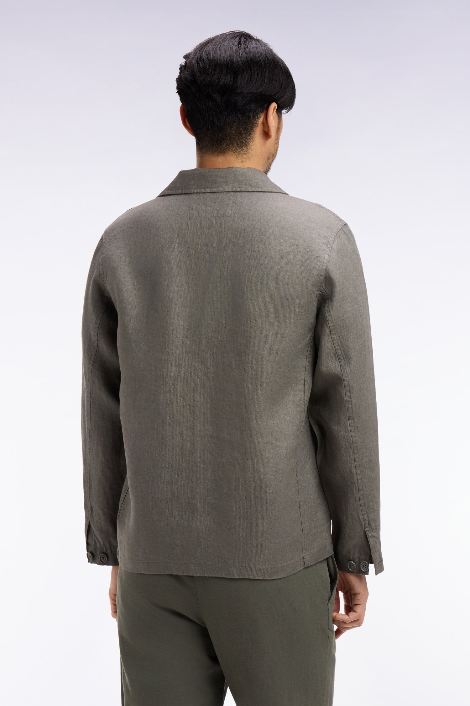 Surchemise en lin et coton kaki - Image 5