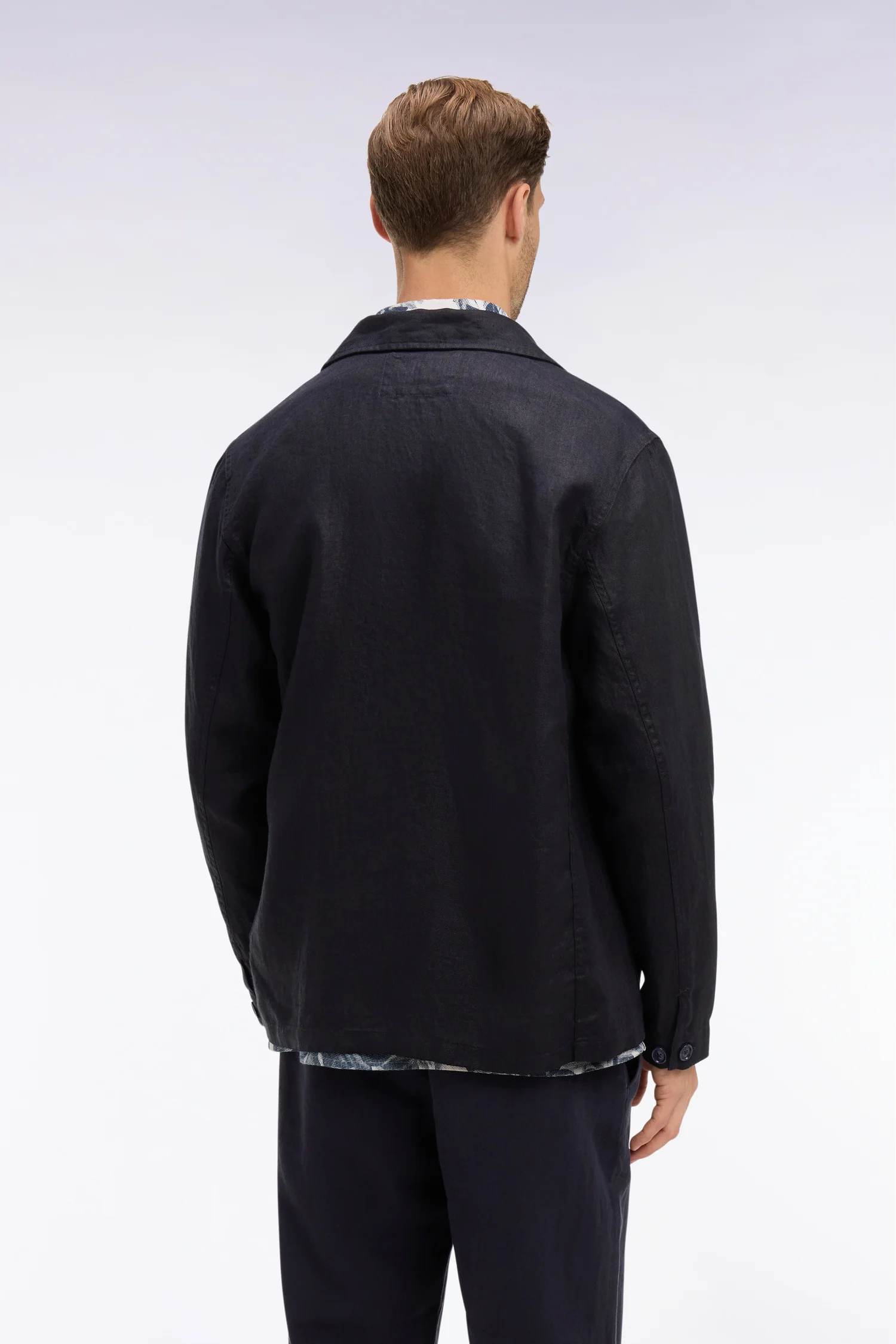 Surchemise en lin et coton marine - Image 5