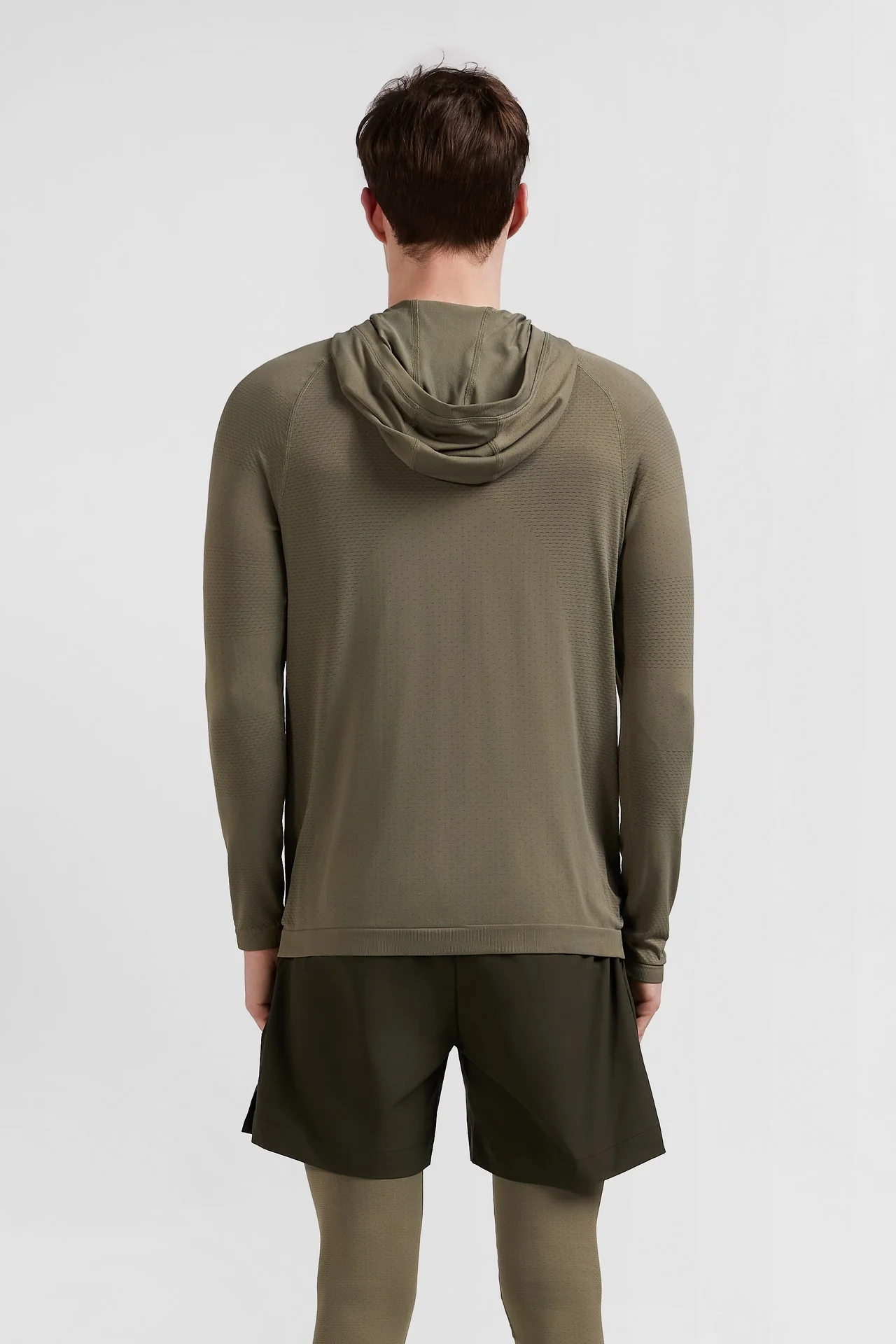 Sweatshirt à capuche à manches cerclées kaki - Image 4