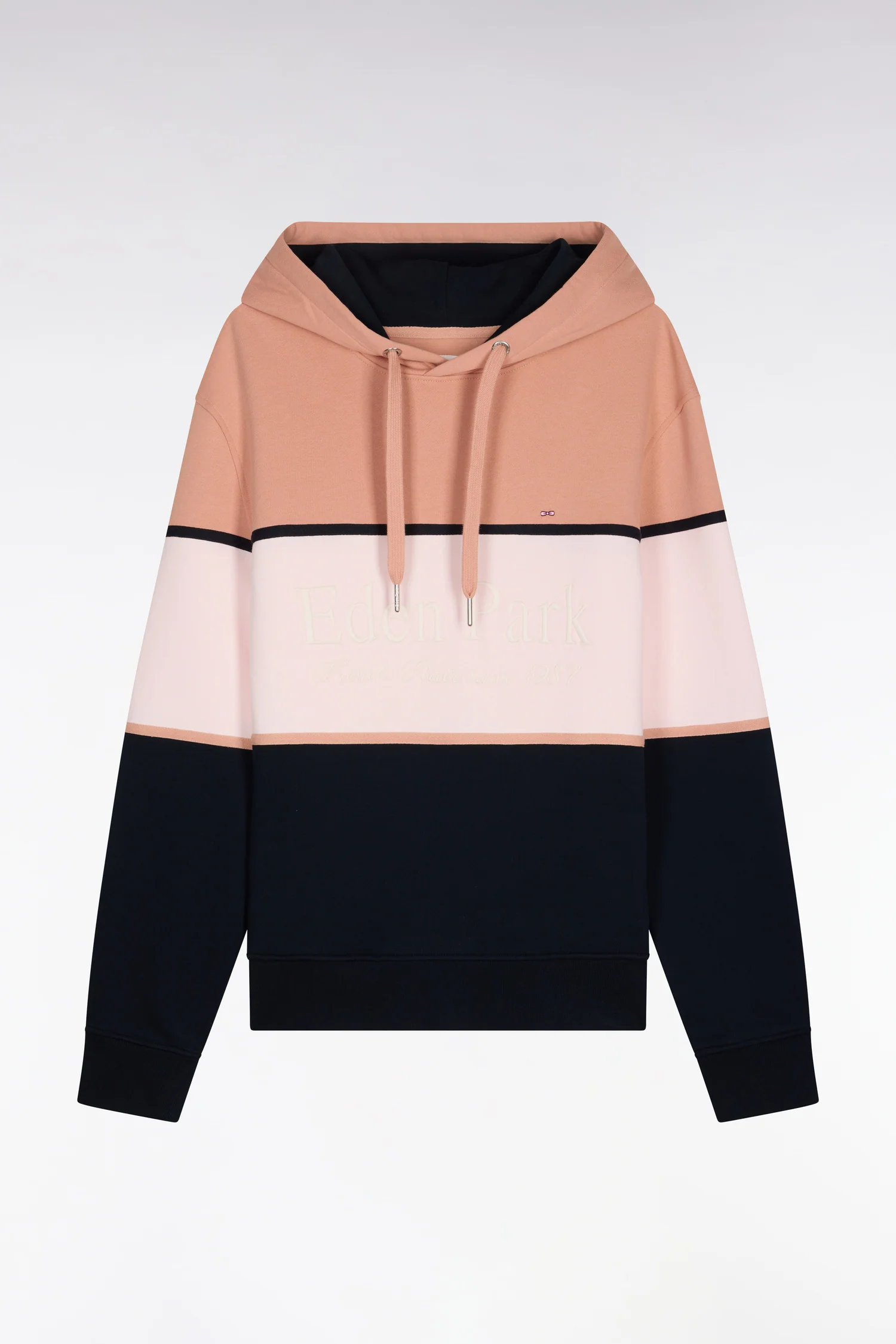 Sweatshirt à capuche rose à découpes pastel brodées coupe regular - Image 2