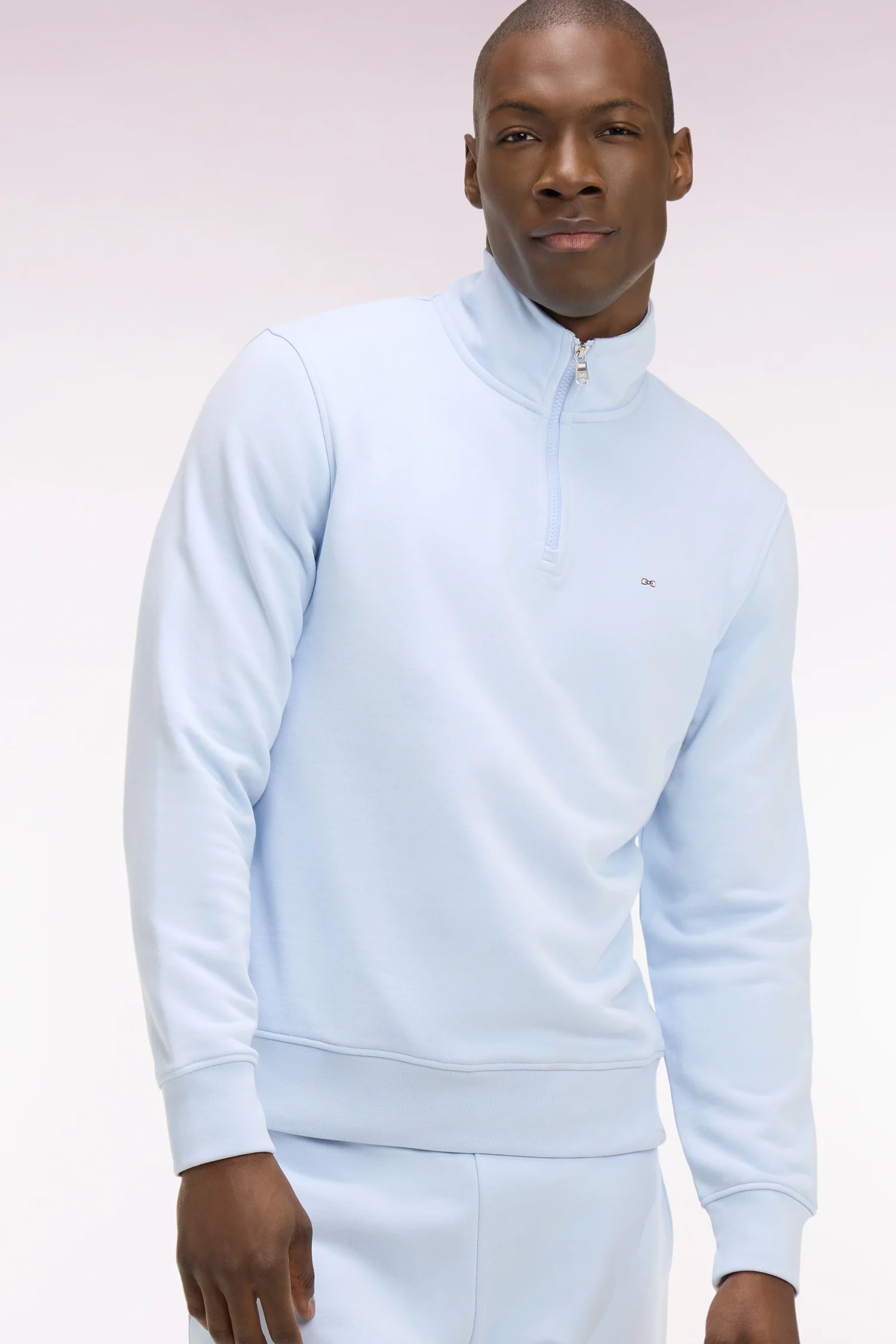 Sweatshirt col camionneur en molleton coton ciel