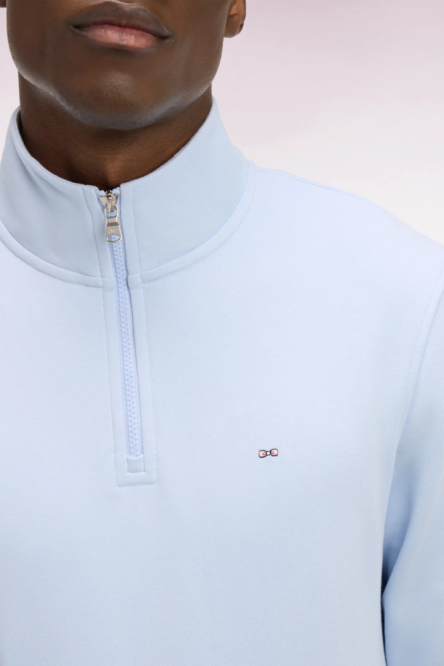 Sweatshirt col camionneur en molleton coton ciel - Image 4