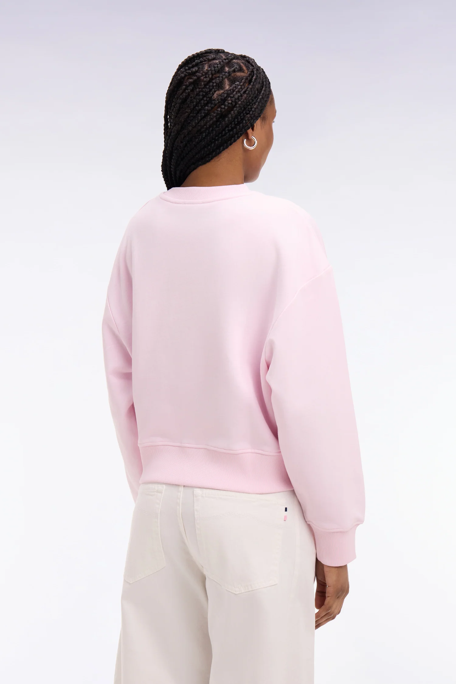 Sweatshirt en coton rose brodé coupe relaxed - Image 5