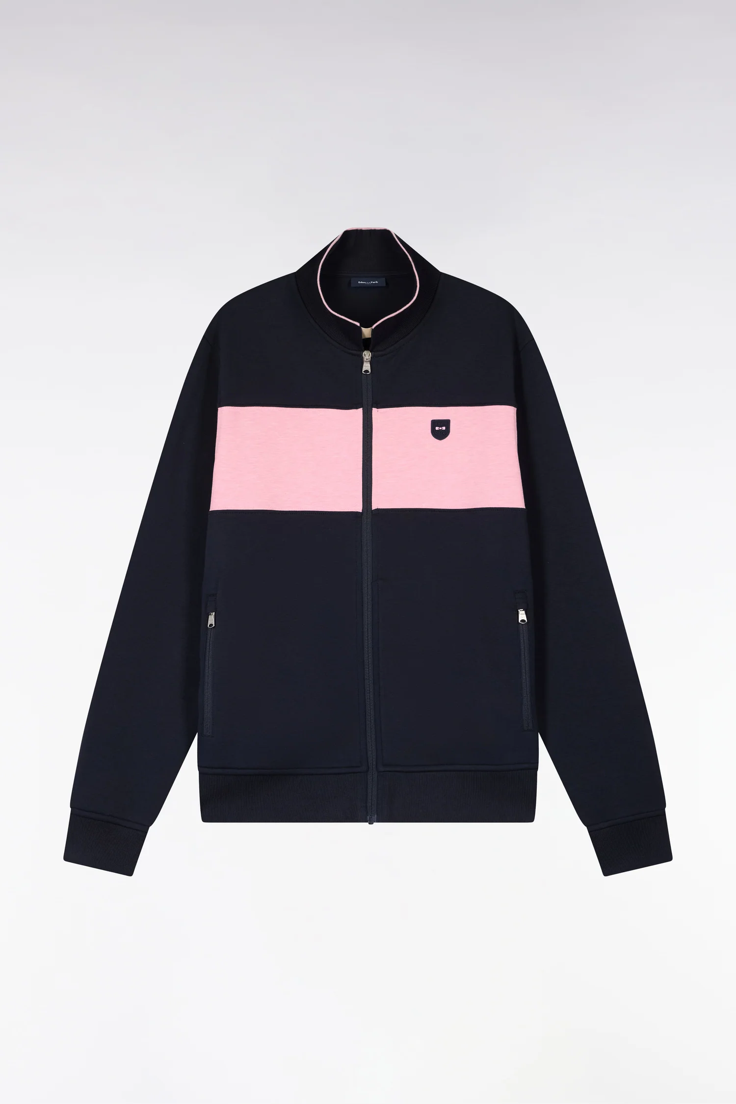 Sweatshirt zippé col polo en molleton marine - Image 2