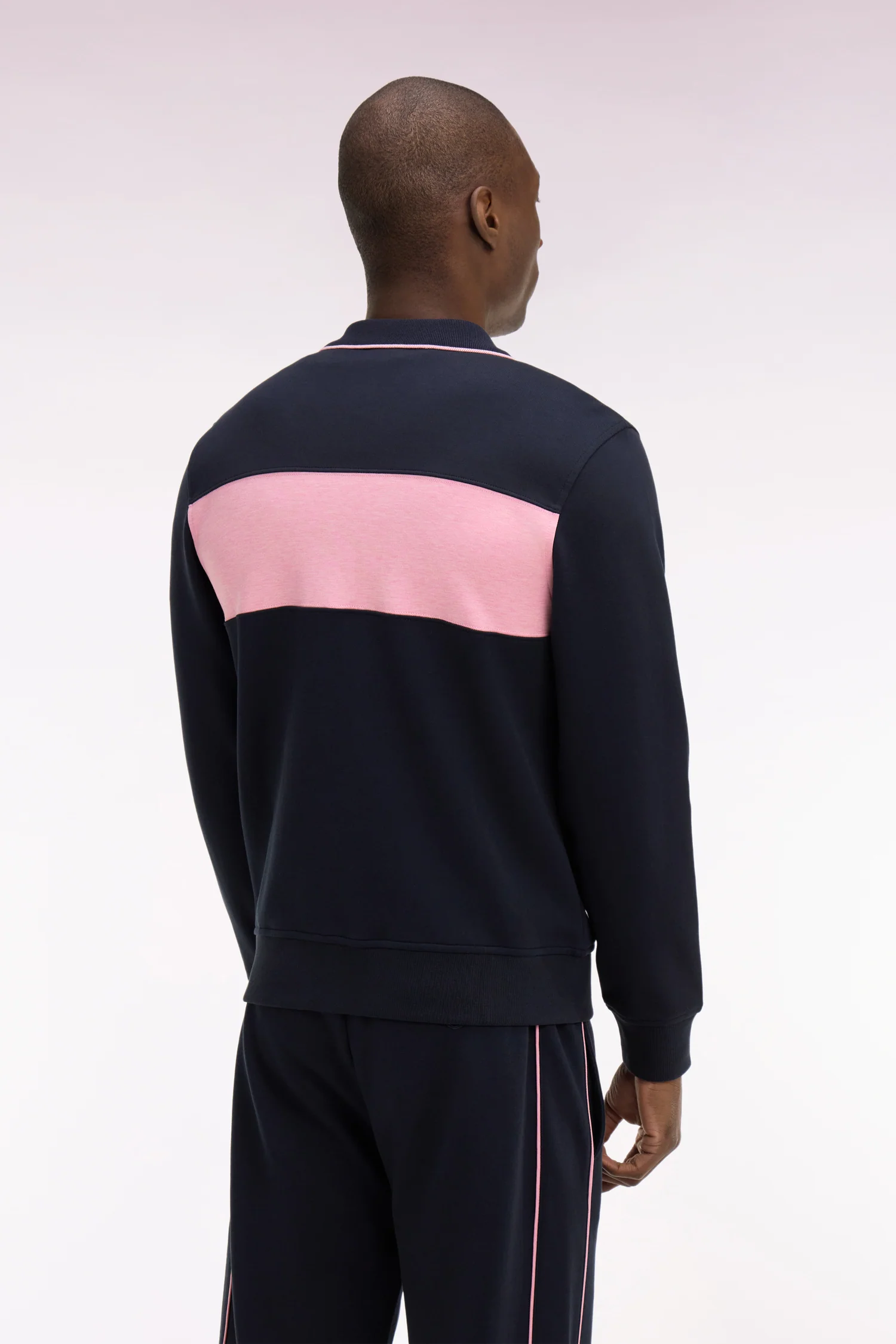 Sweatshirt zippé col polo en molleton marine - Image 5