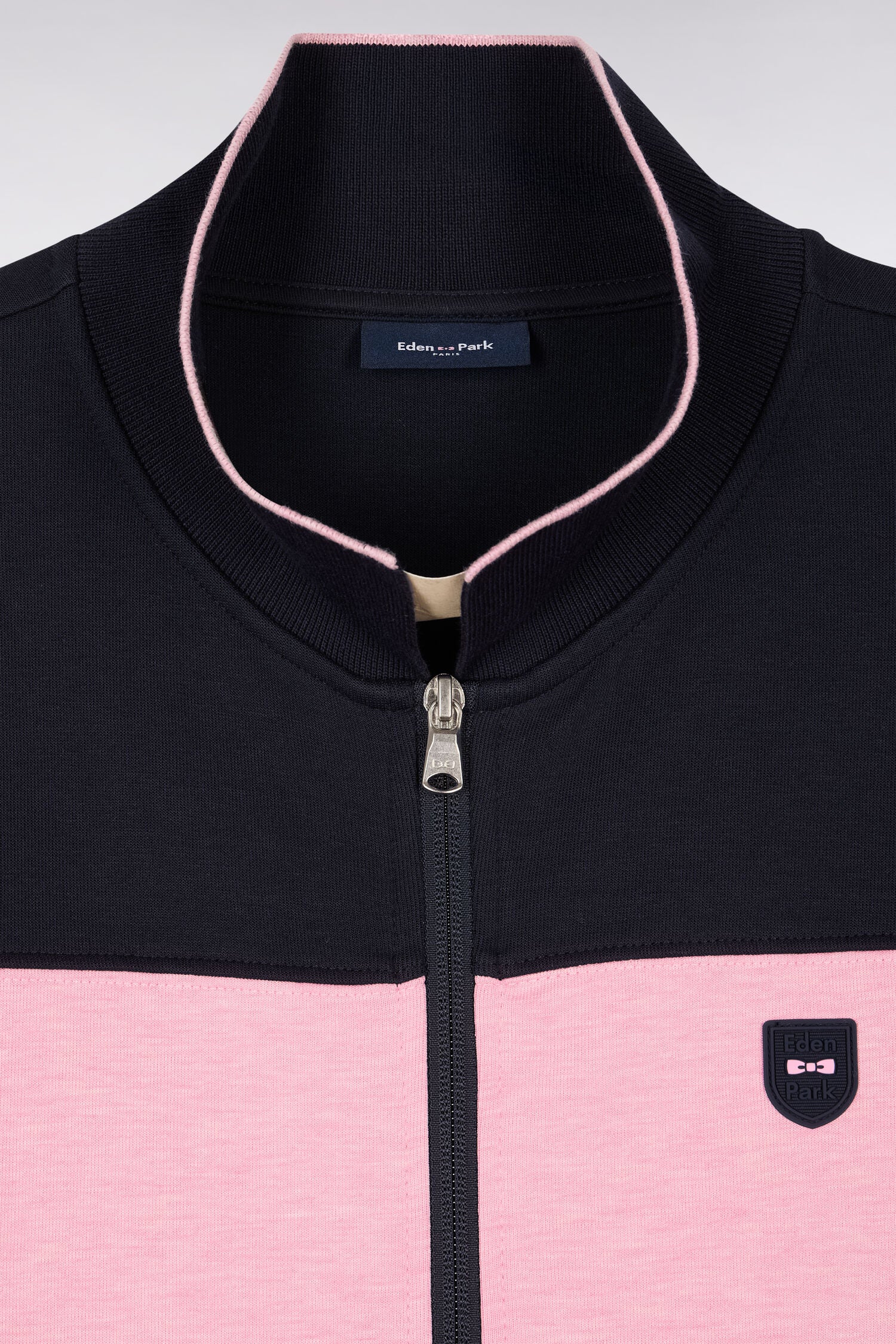 Sweatshirt zippé col polo en molleton marine - Image 6