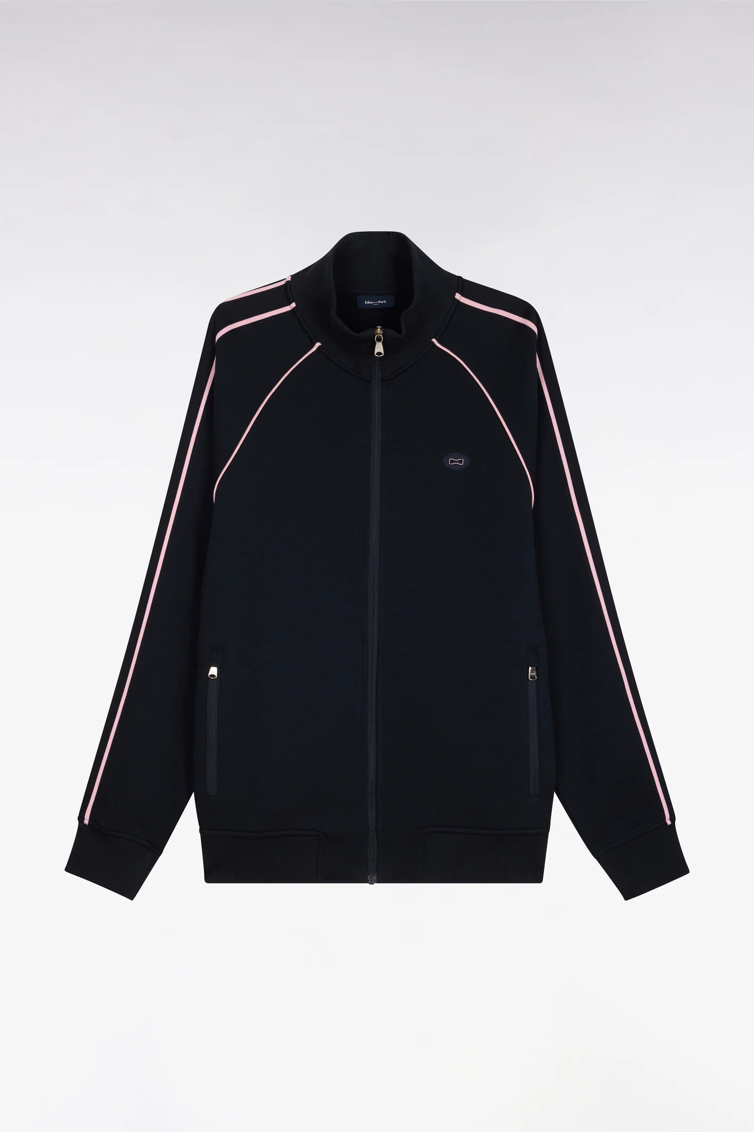 Sweatshirt zippé en interlock marine découpe ruban coupe regular - Image 2