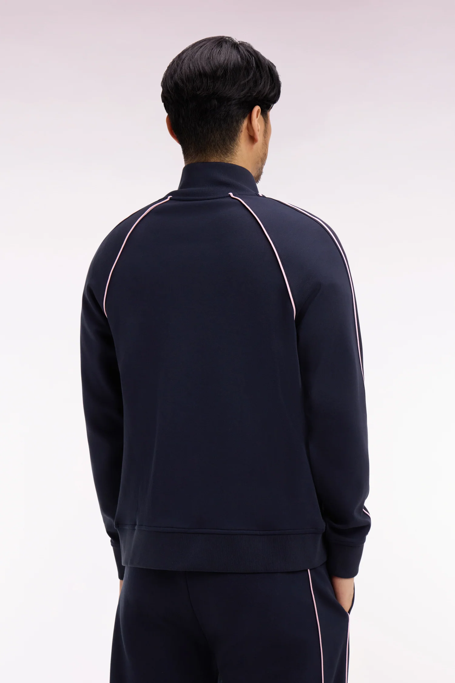Sweatshirt zippé en interlock marine découpe ruban coupe regular - Image 5