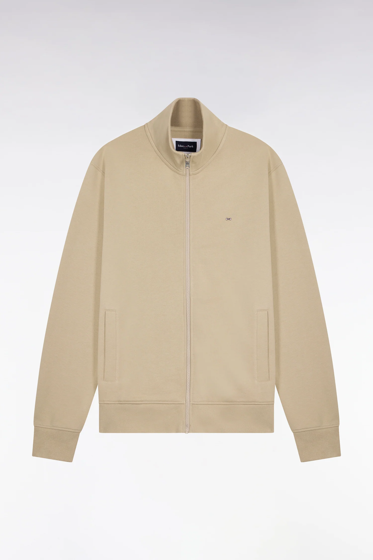 Sweatshirt zippé en molleton coton beige - Image 2