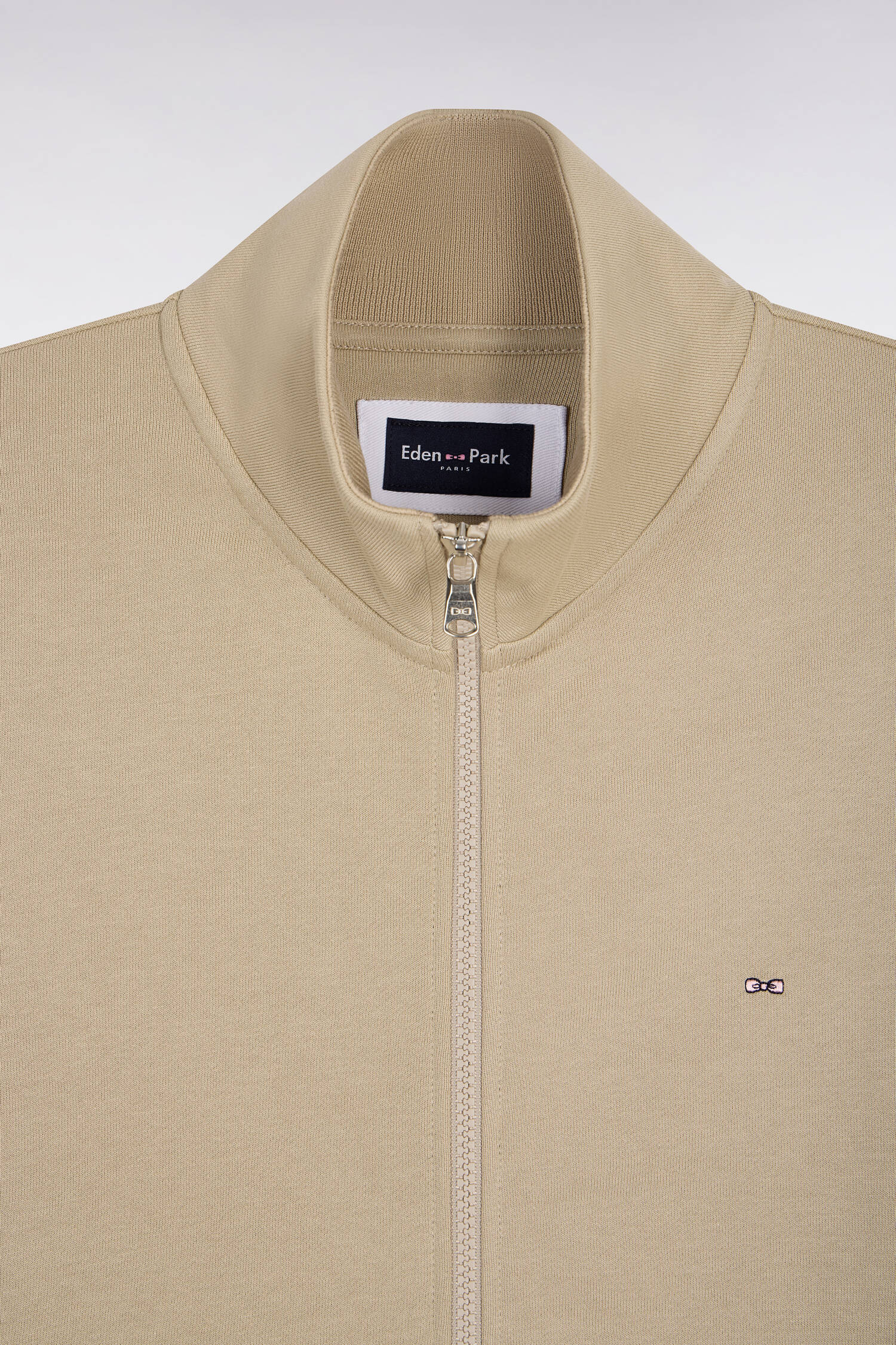 Sweatshirt zippé en molleton coton beige - Image 6