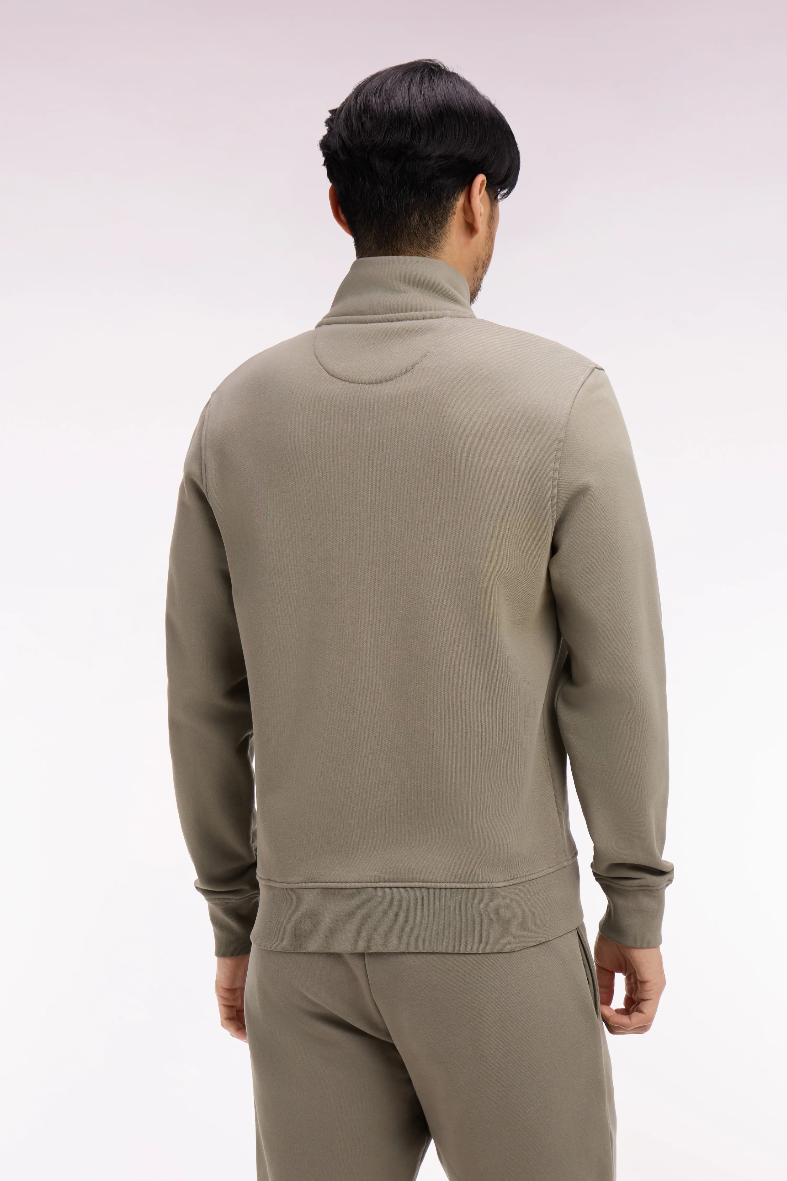 Sweatshirt zippé en molleton coton beige - Image 5