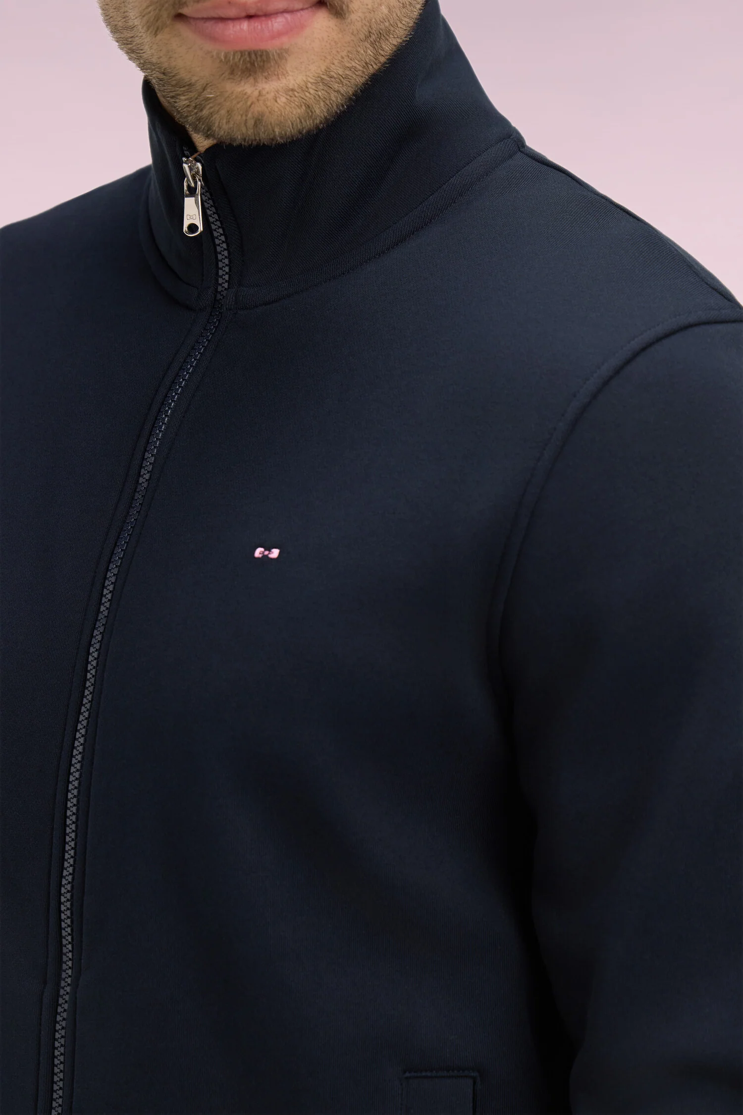 Sweatshirt zippé en molleton coton marine - Image 4
