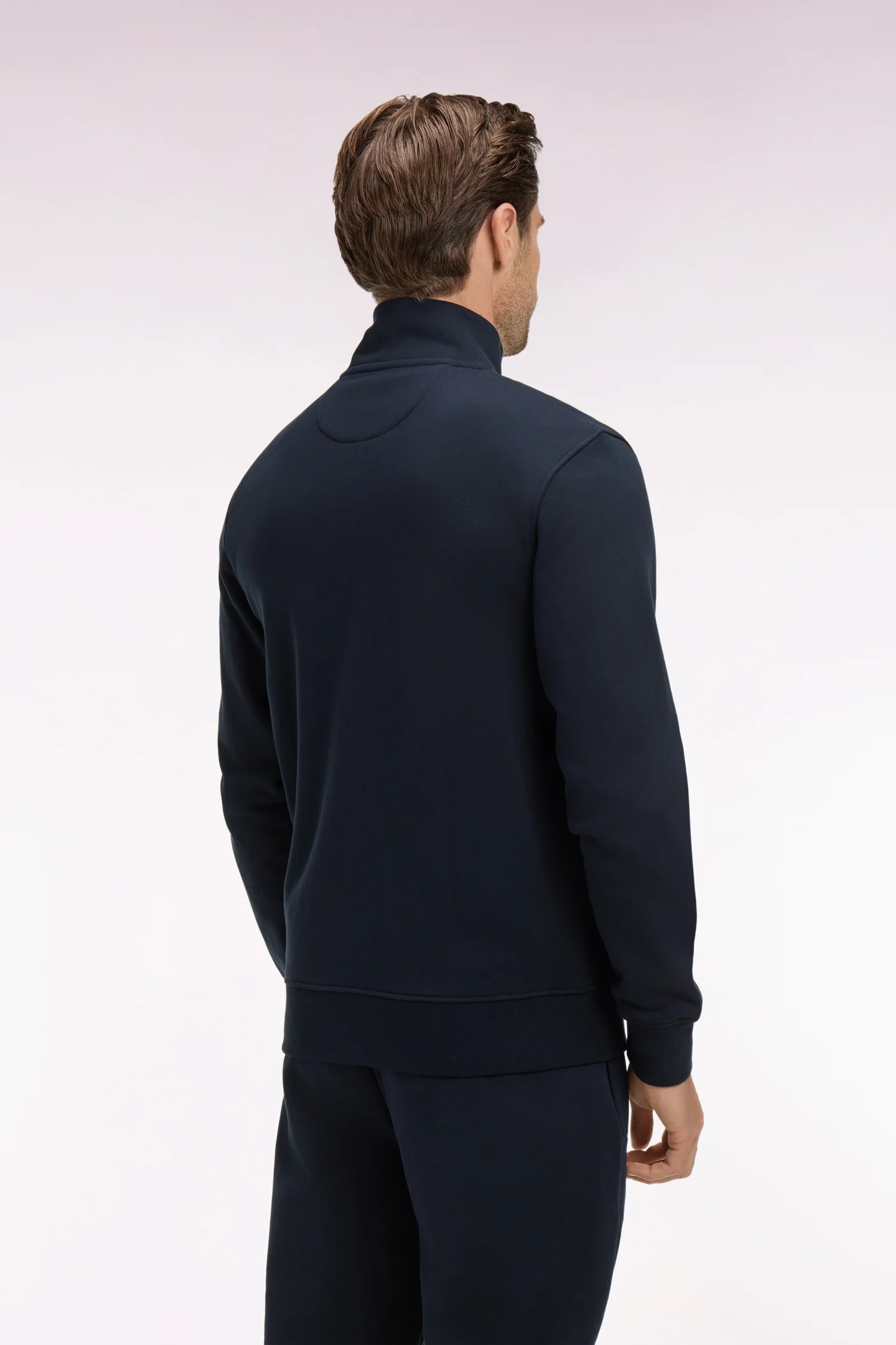 Sweatshirt zippé en molleton coton marine - Image 5