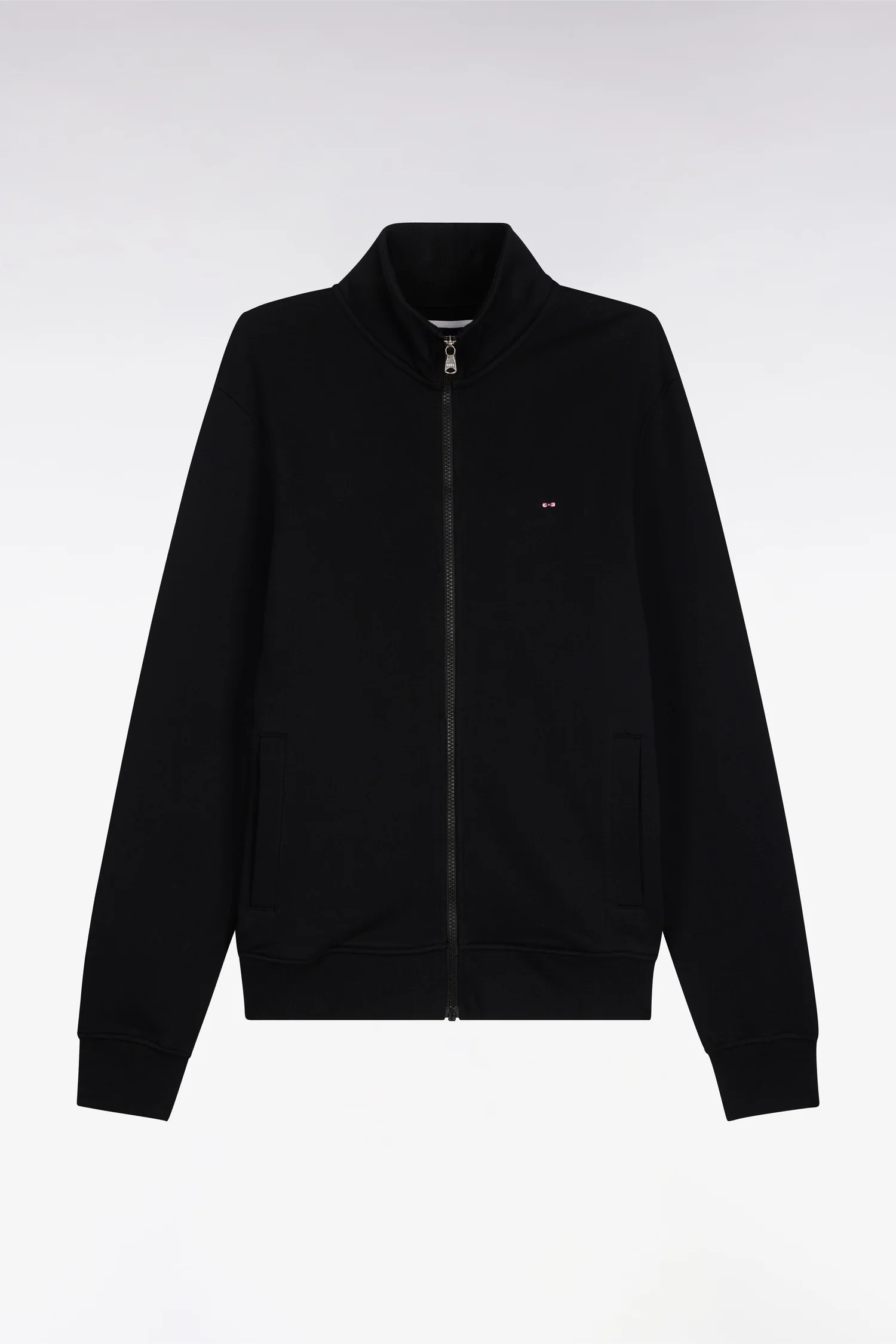 Sweatshirt zippé en molleton coton noir - Image 2