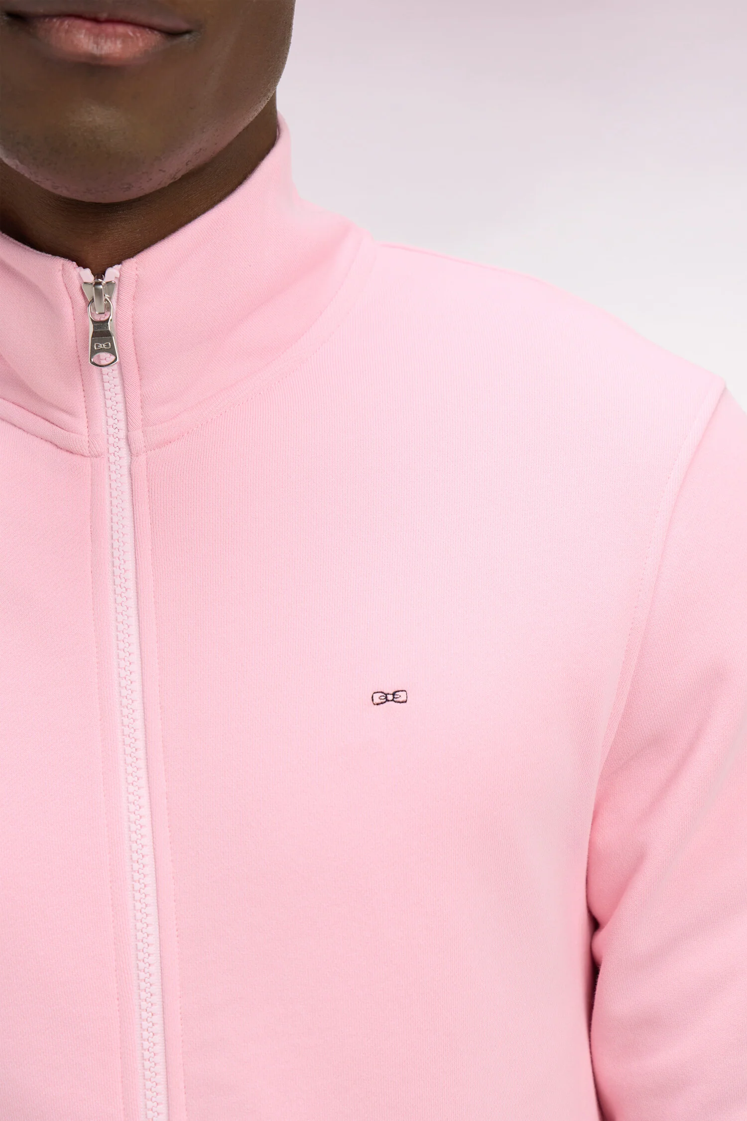 Sweatshirt zippé en molleton coton rose - Image 4