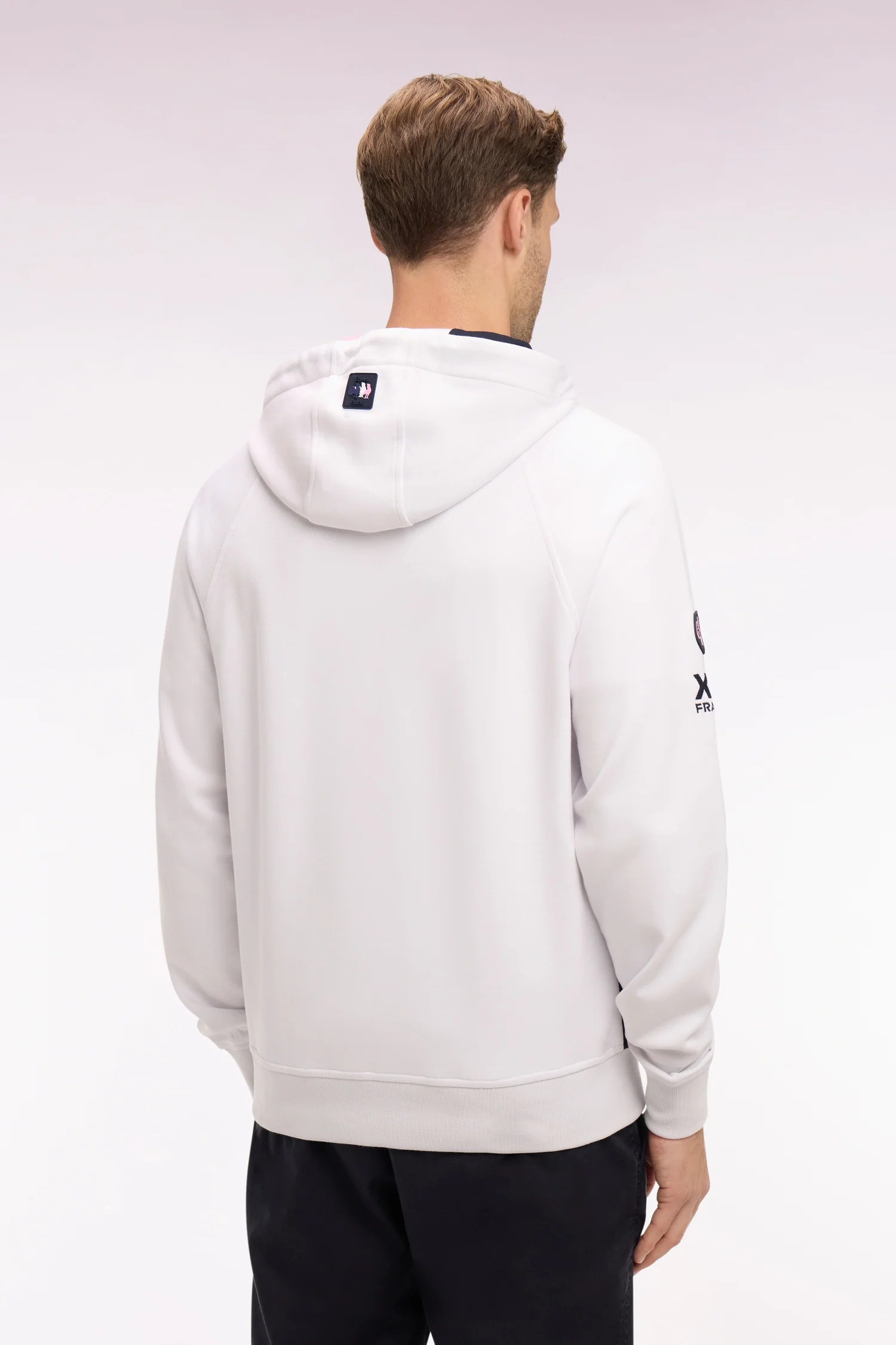 Sweatshirt zippé XV de France à capuche en molleton blanc à parmenture matelassée marine coupe regular - Image 5