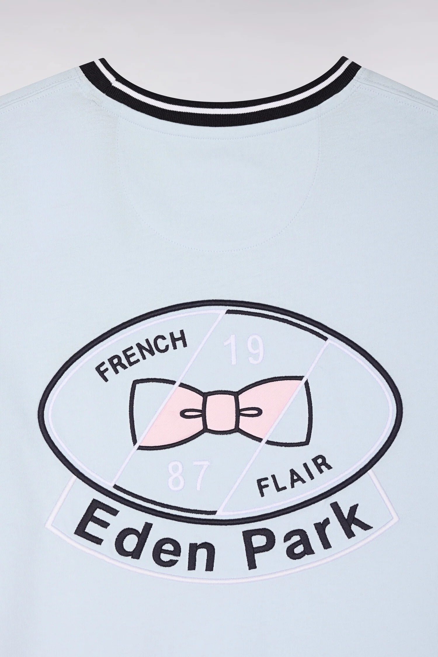 T-shirt à manches courtes en coton bleu ciel brodé coupe regular - Image 6