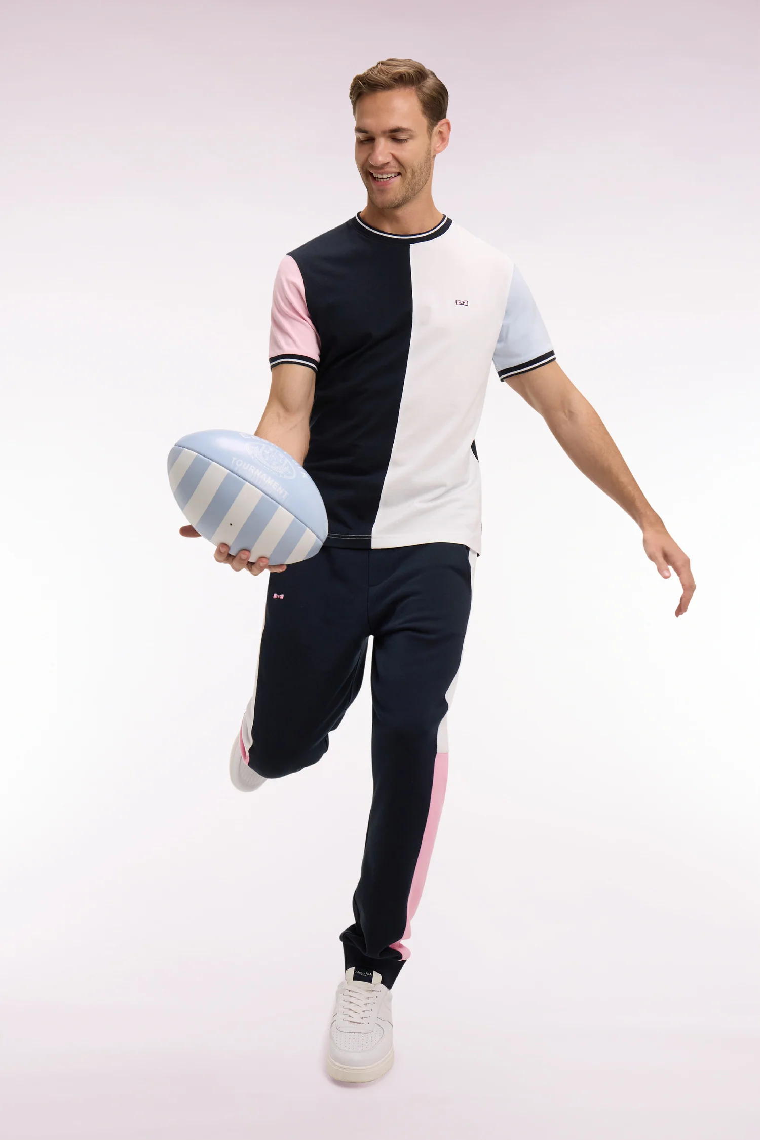 T-shirt Ă manches courtes en coton colorblock coupe regular