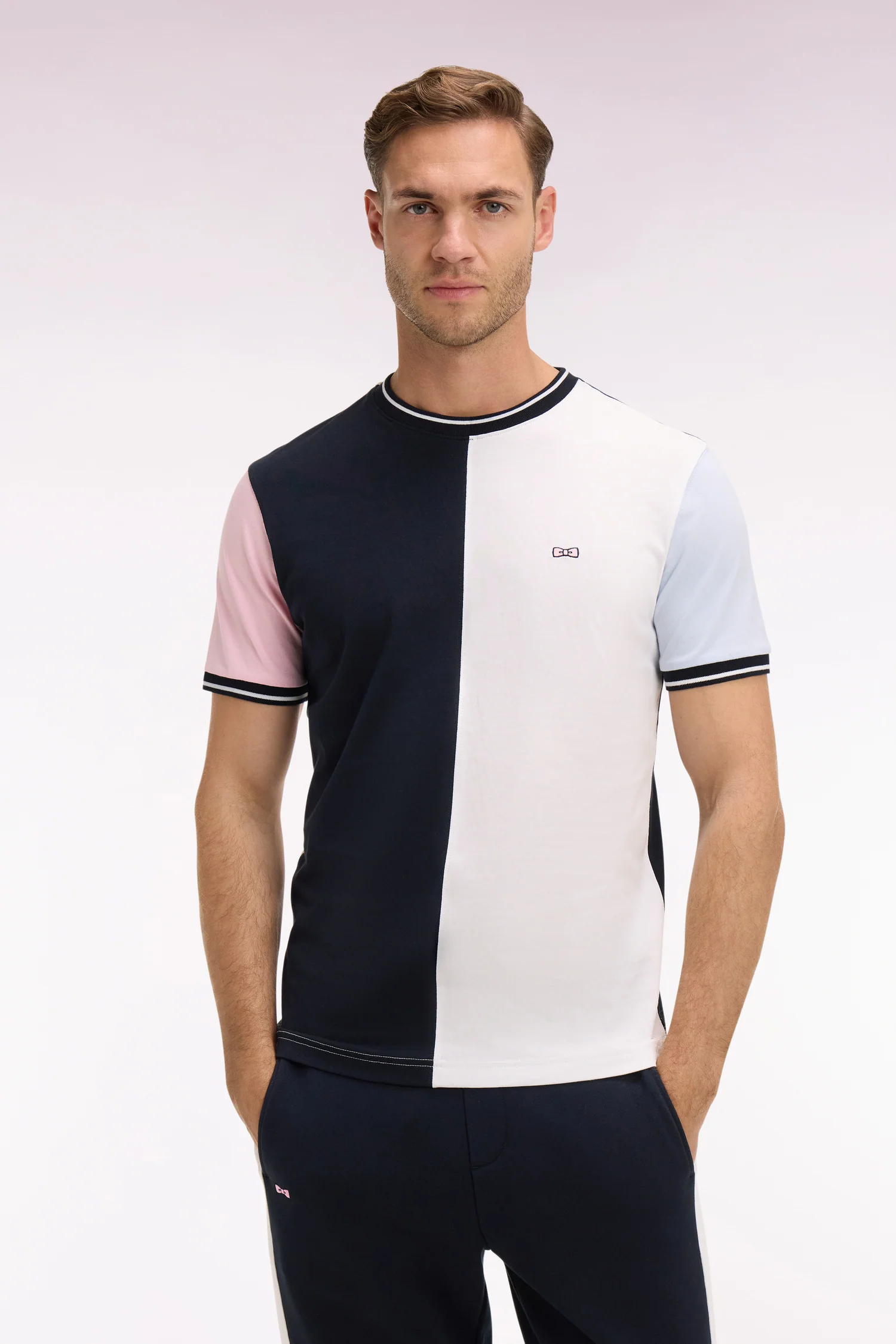 T-shirt Ă manches courtes en coton colorblock coupe regular - Image 3