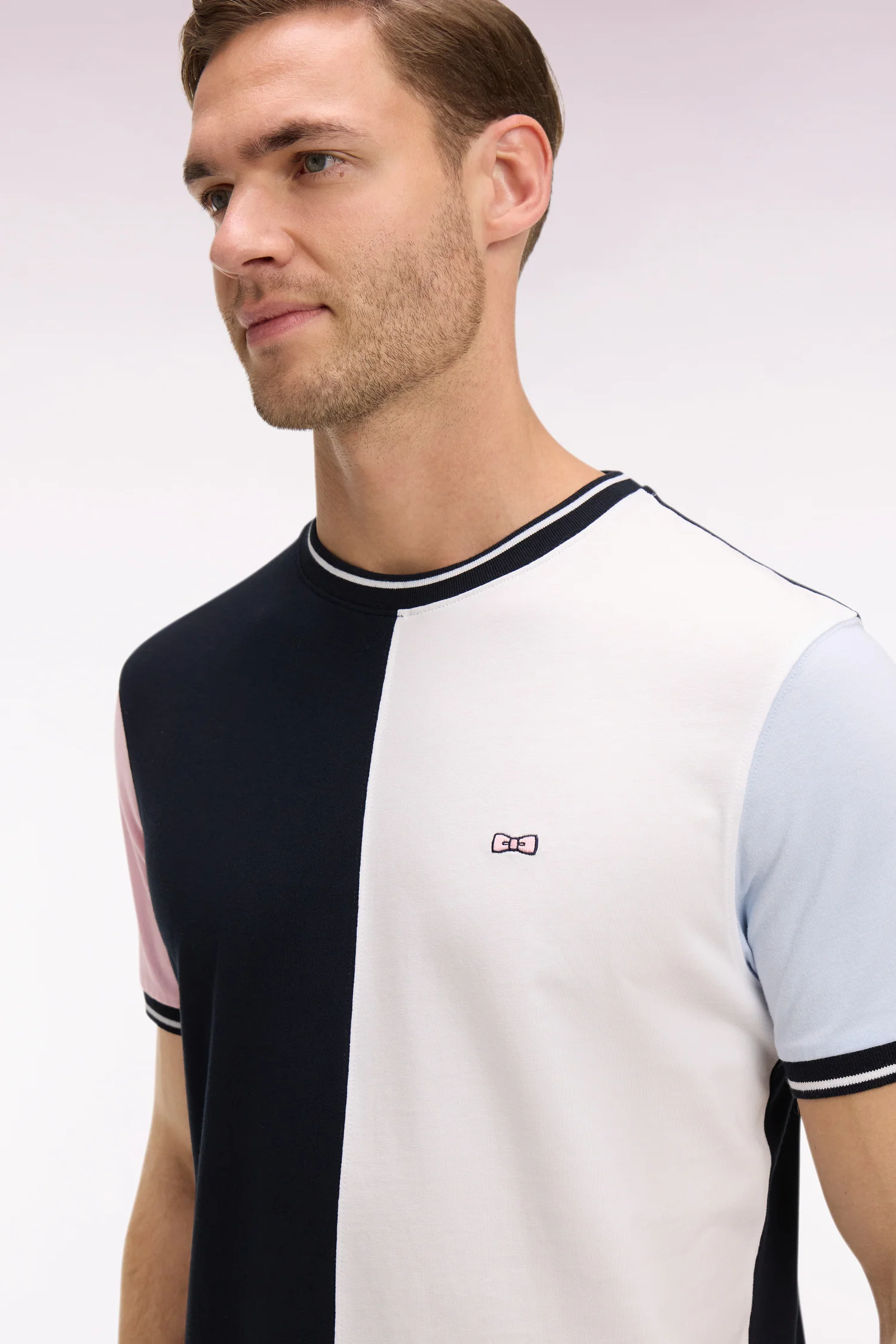 T-shirt Ă manches courtes en coton colorblock coupe regular - Image 4