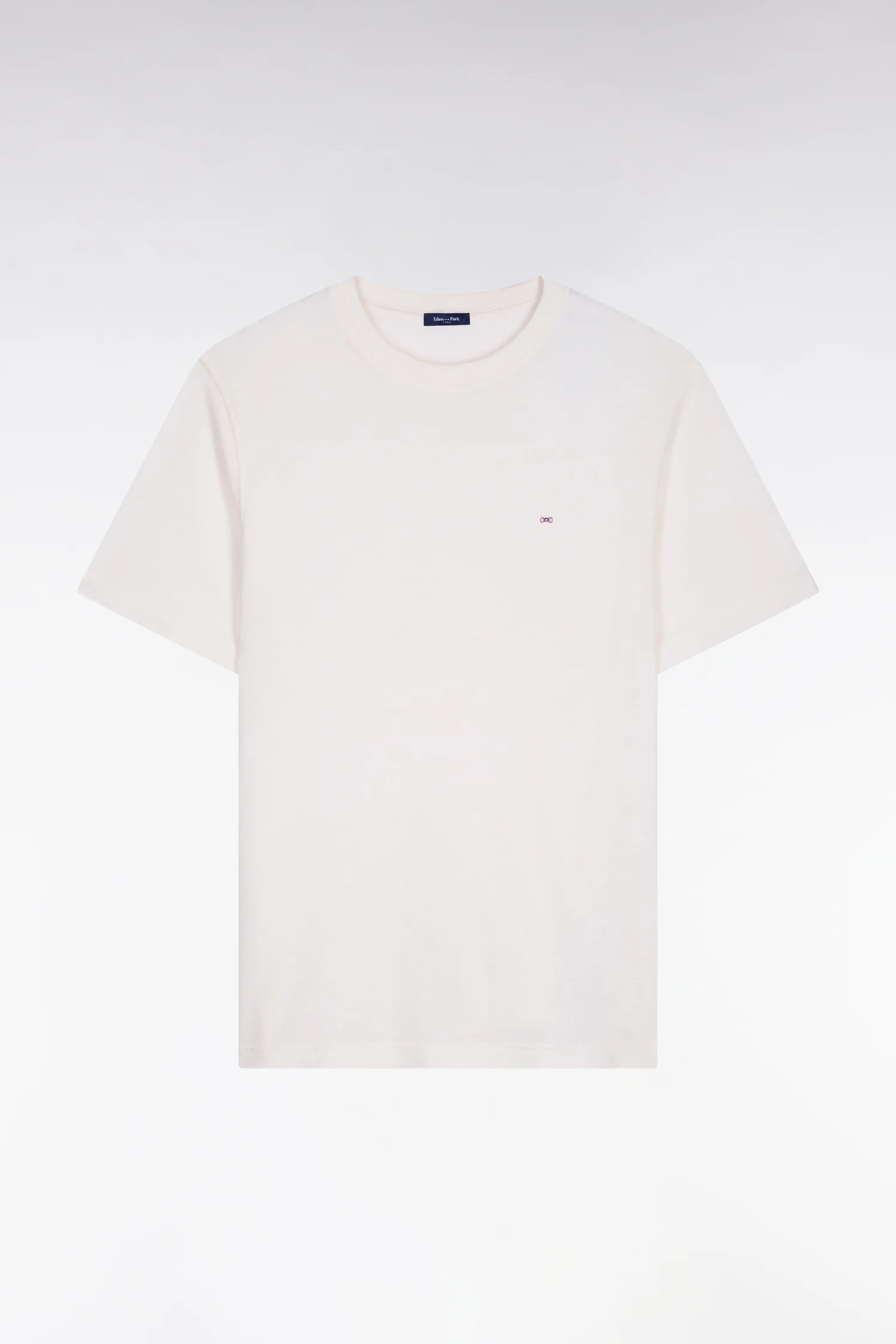 T-shirt à manches courtes en coton et lin écru coupe regular - Image 2