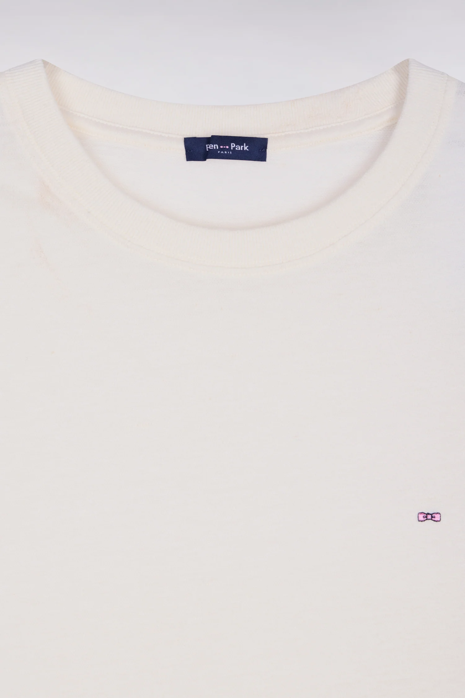 T-shirt à manches courtes en coton et lin écru coupe regular - Image 6