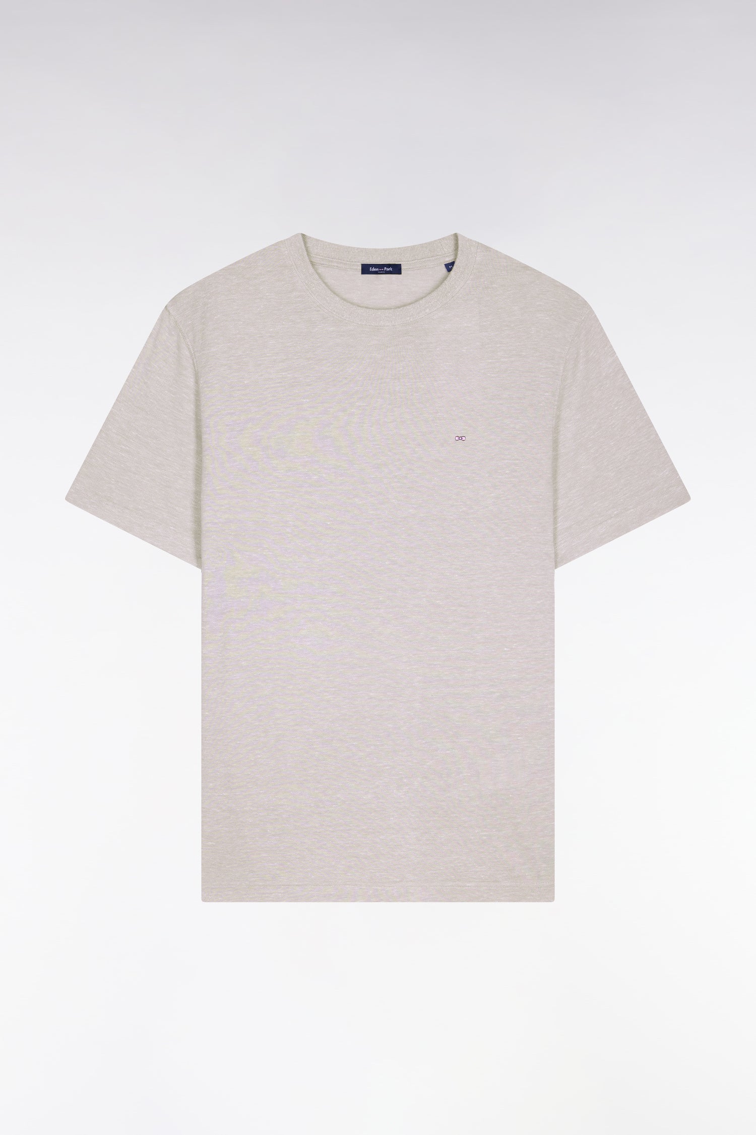 T-shirt à manches courtes en coton et lin gris coupe regular - Image 2
