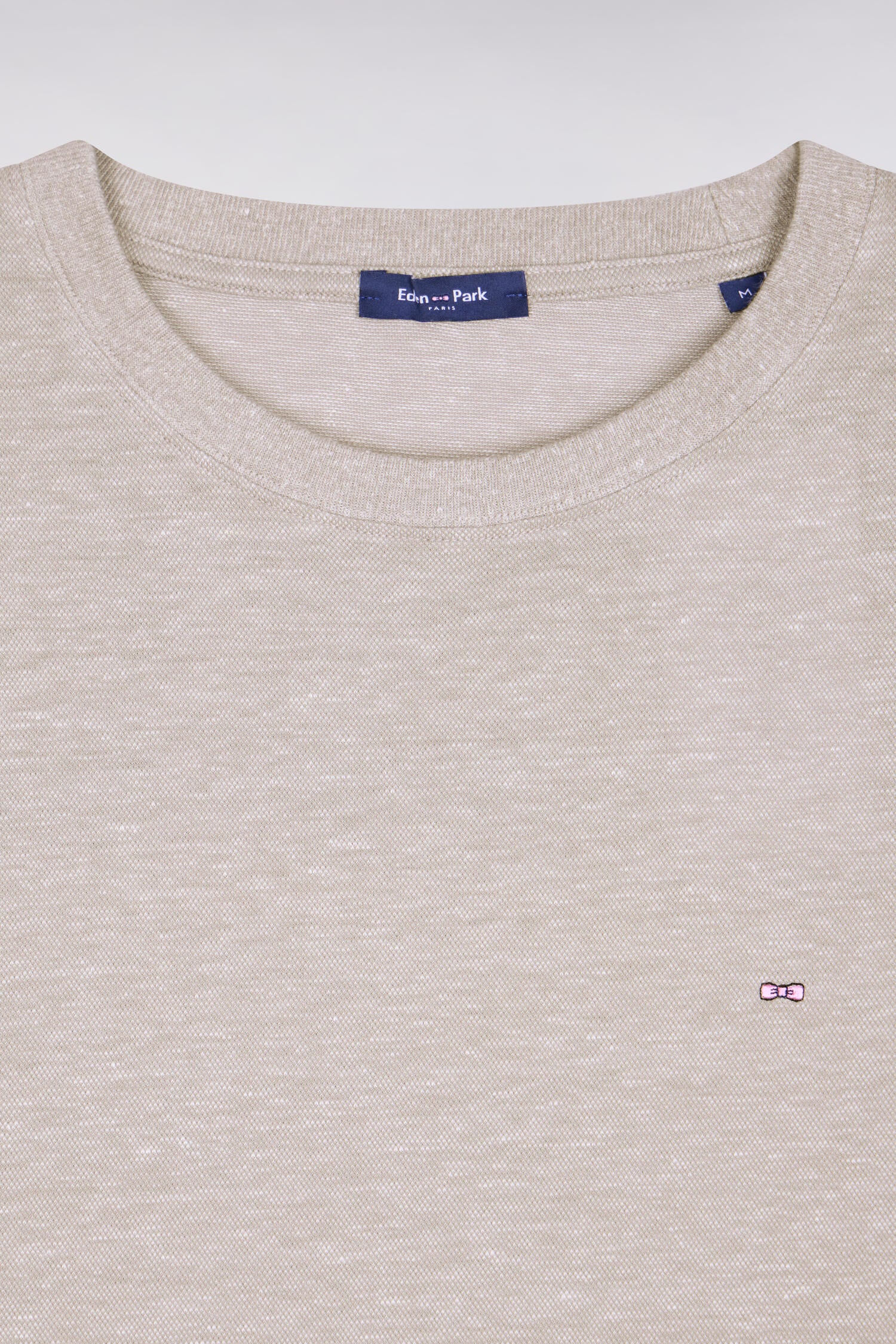 T-shirt à manches courtes en coton et lin gris coupe regular - Image 6
