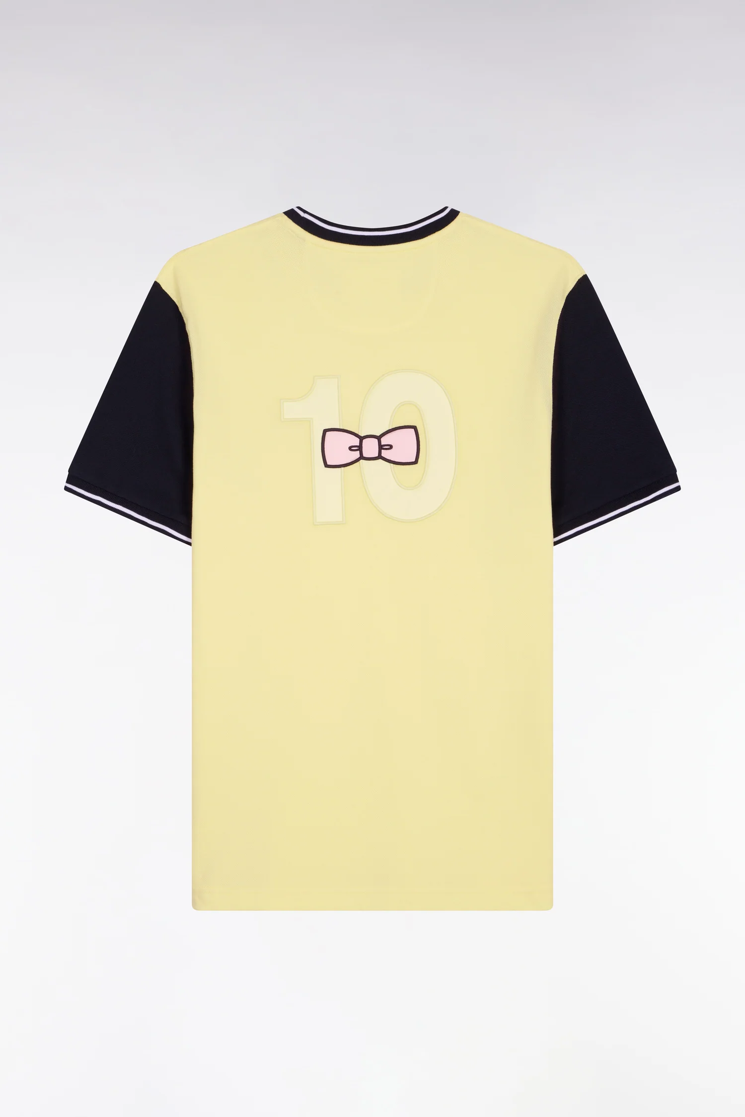 T-shirt à manches courtes en coton jaune bicolore brodé coupe regular - Image 2