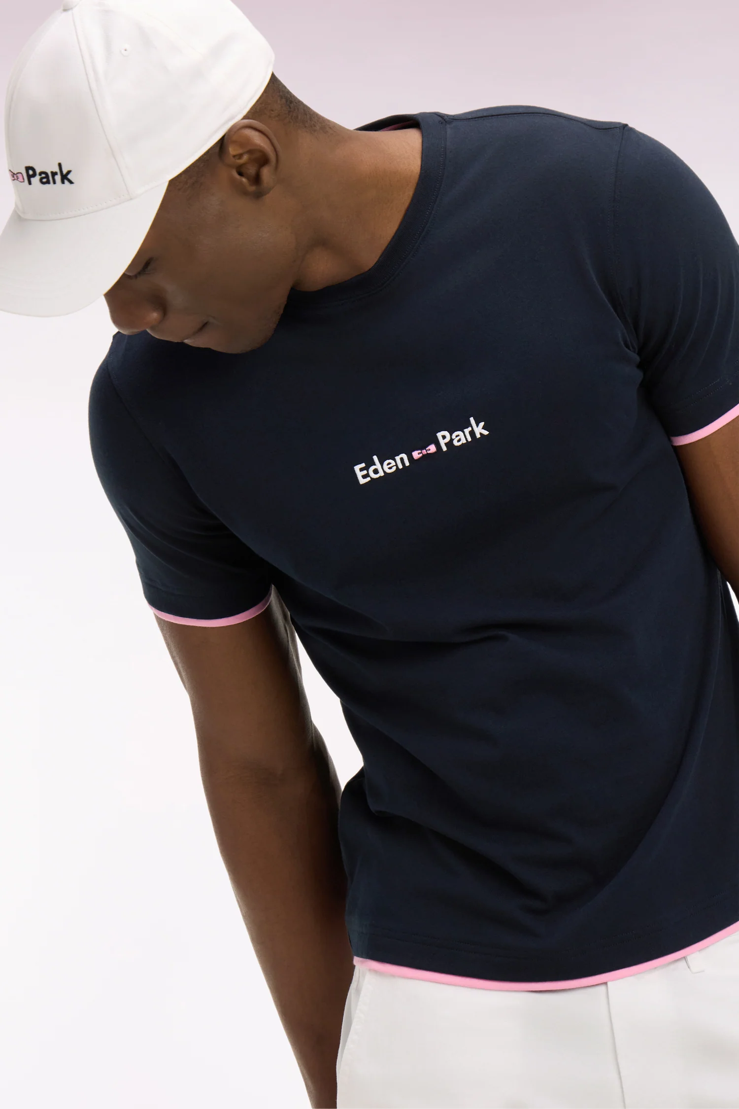 T-shirt Ă manches courtes en coton marine broderie Eden Park coupe regular