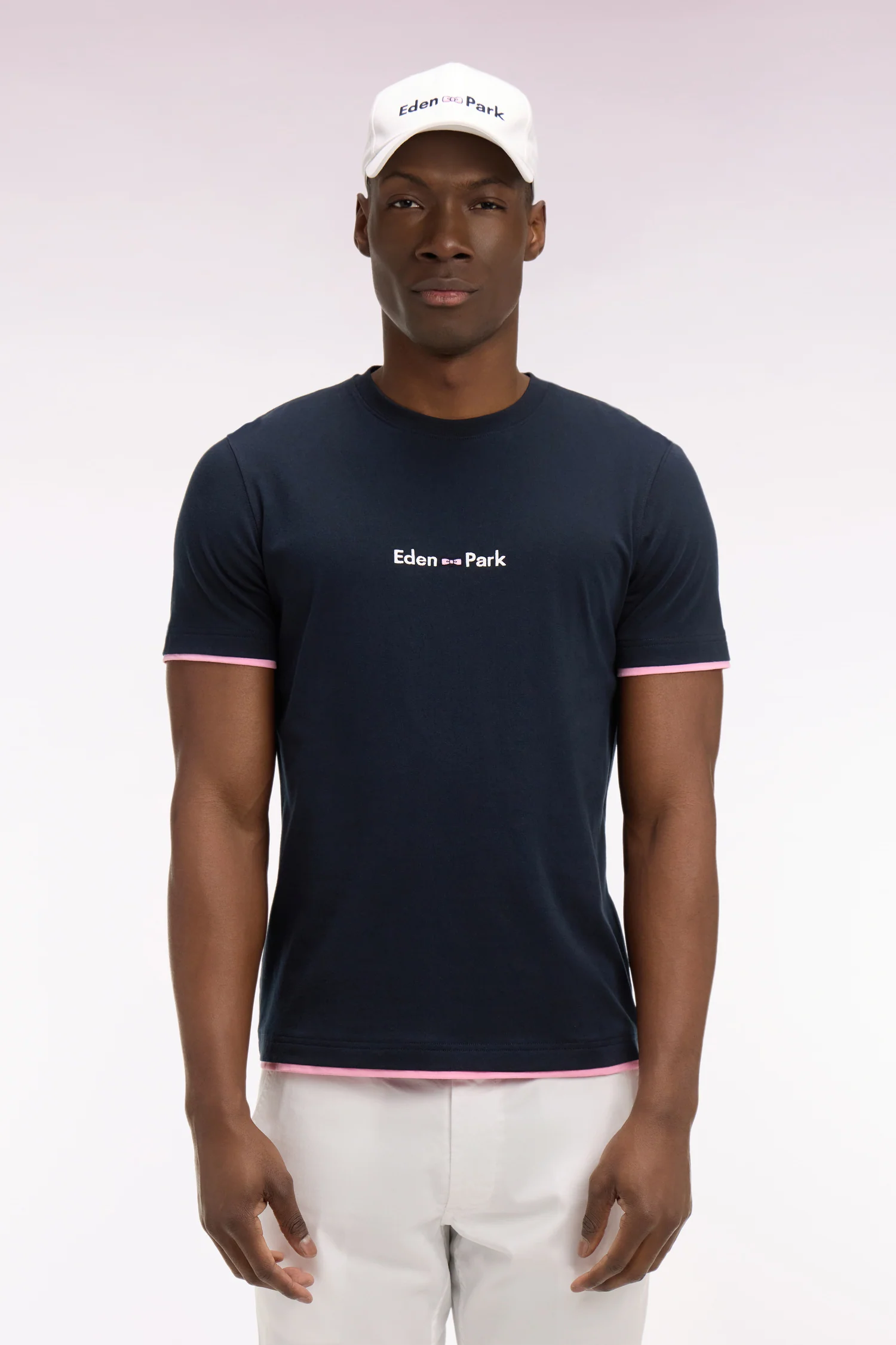 T-shirt Ă manches courtes en coton marine broderie Eden Park coupe regular - Image 3