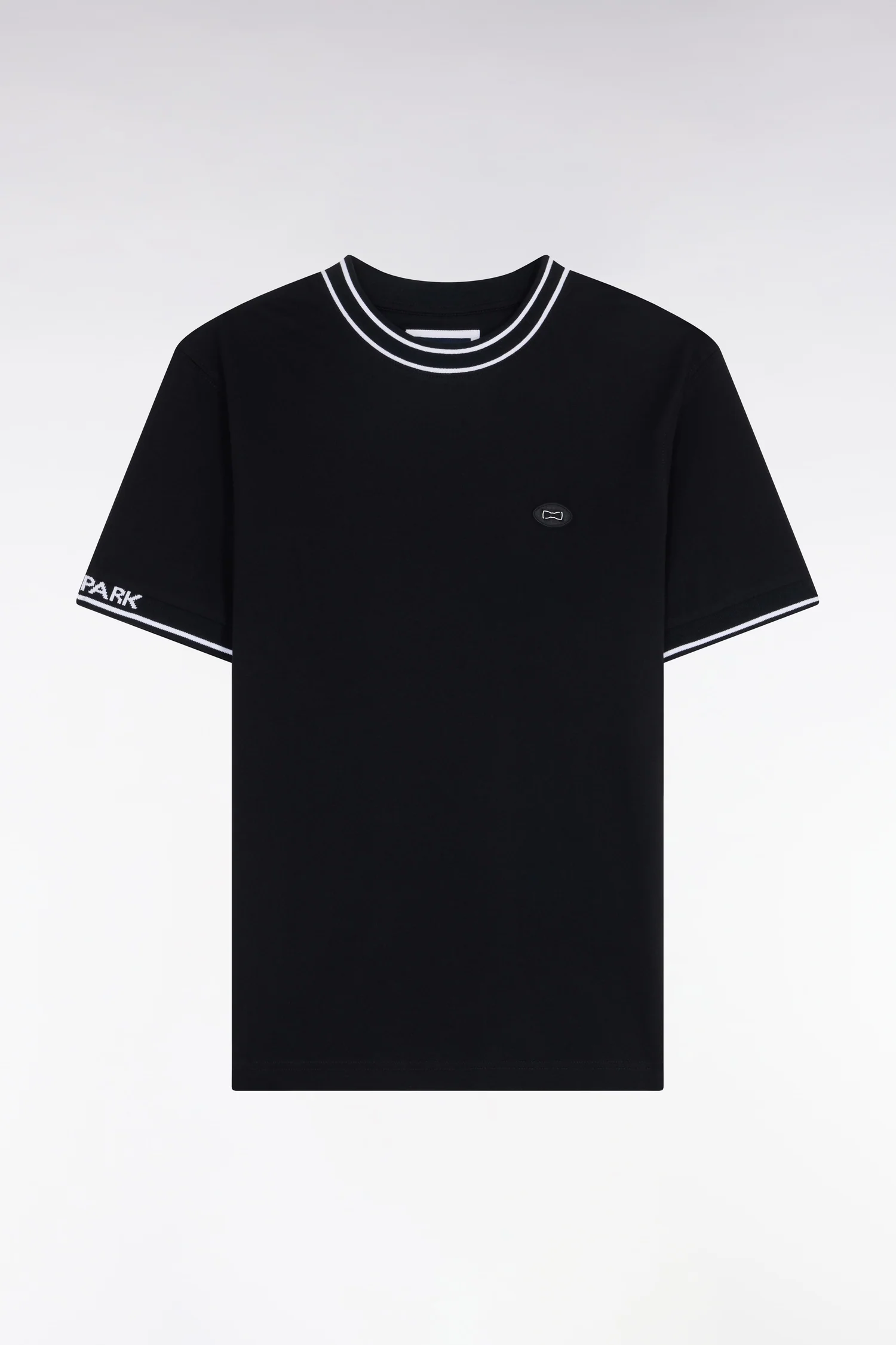 T-shirt à manches courtes en coton noir jacquard Eden Park coupe regular - Image 2