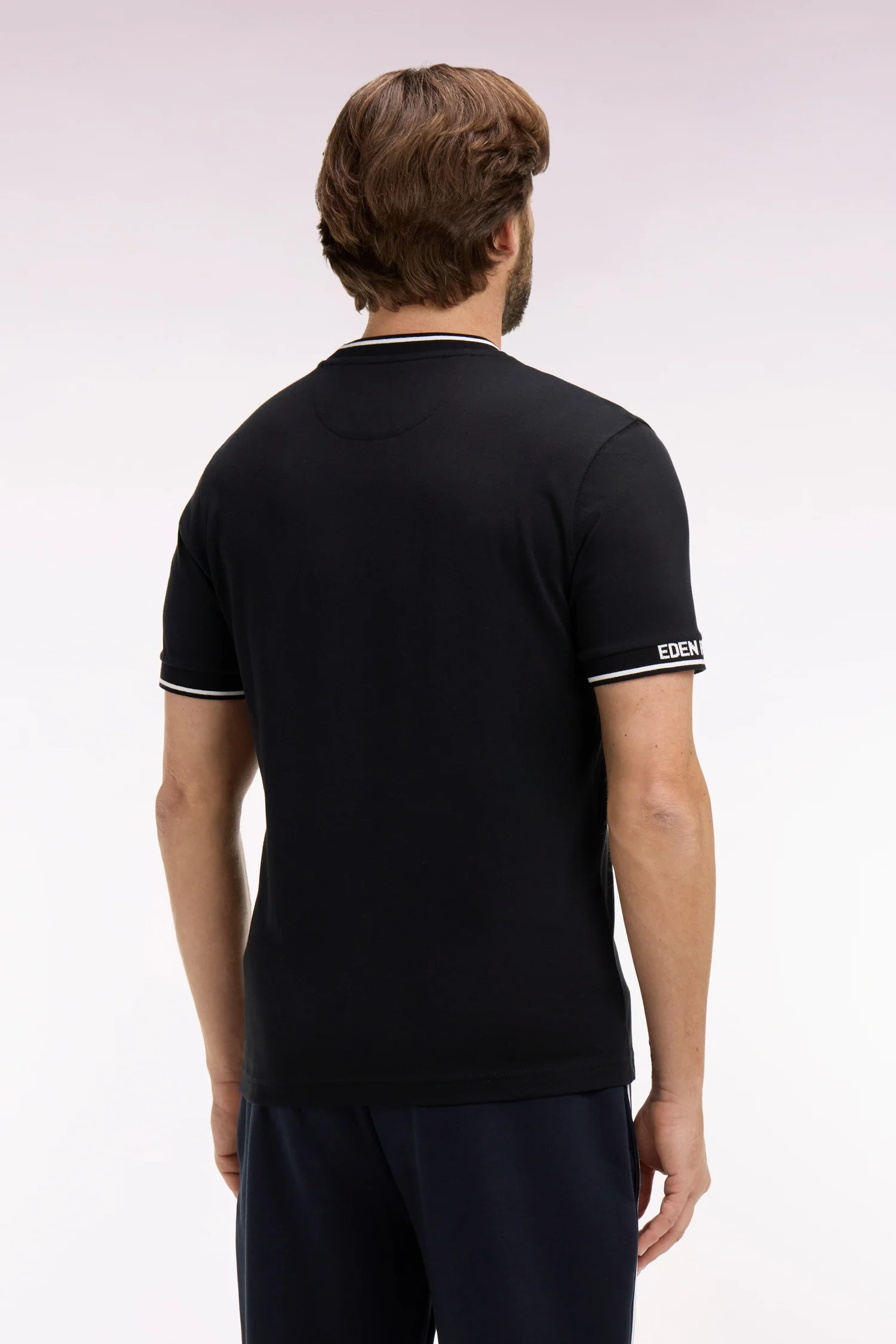 T-shirt à manches courtes en coton noir jacquard Eden Park coupe regular - Image 5
