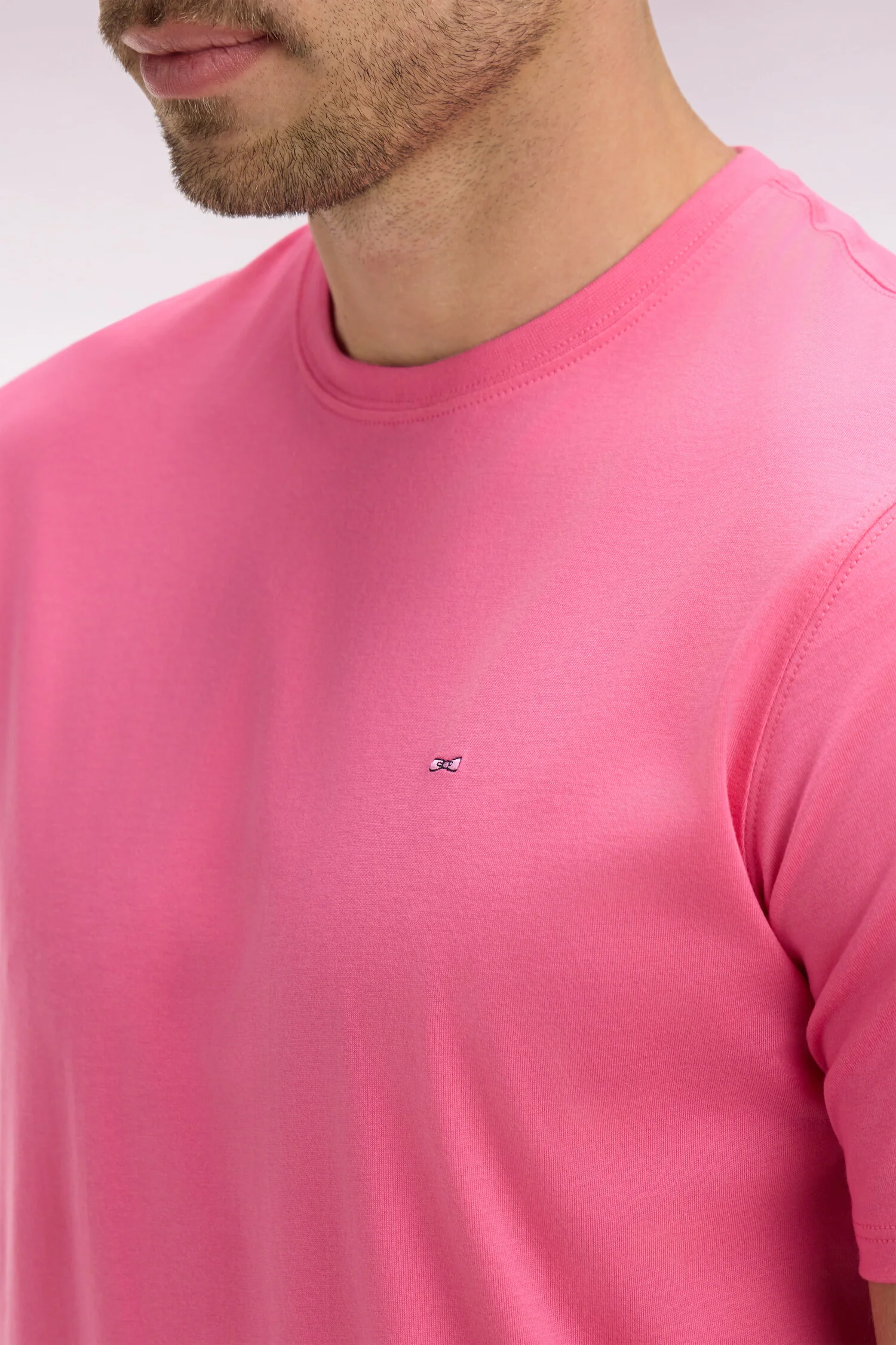 T-shirt à manches courtes en coton Pima fuchsia coupe regular - Image 4
