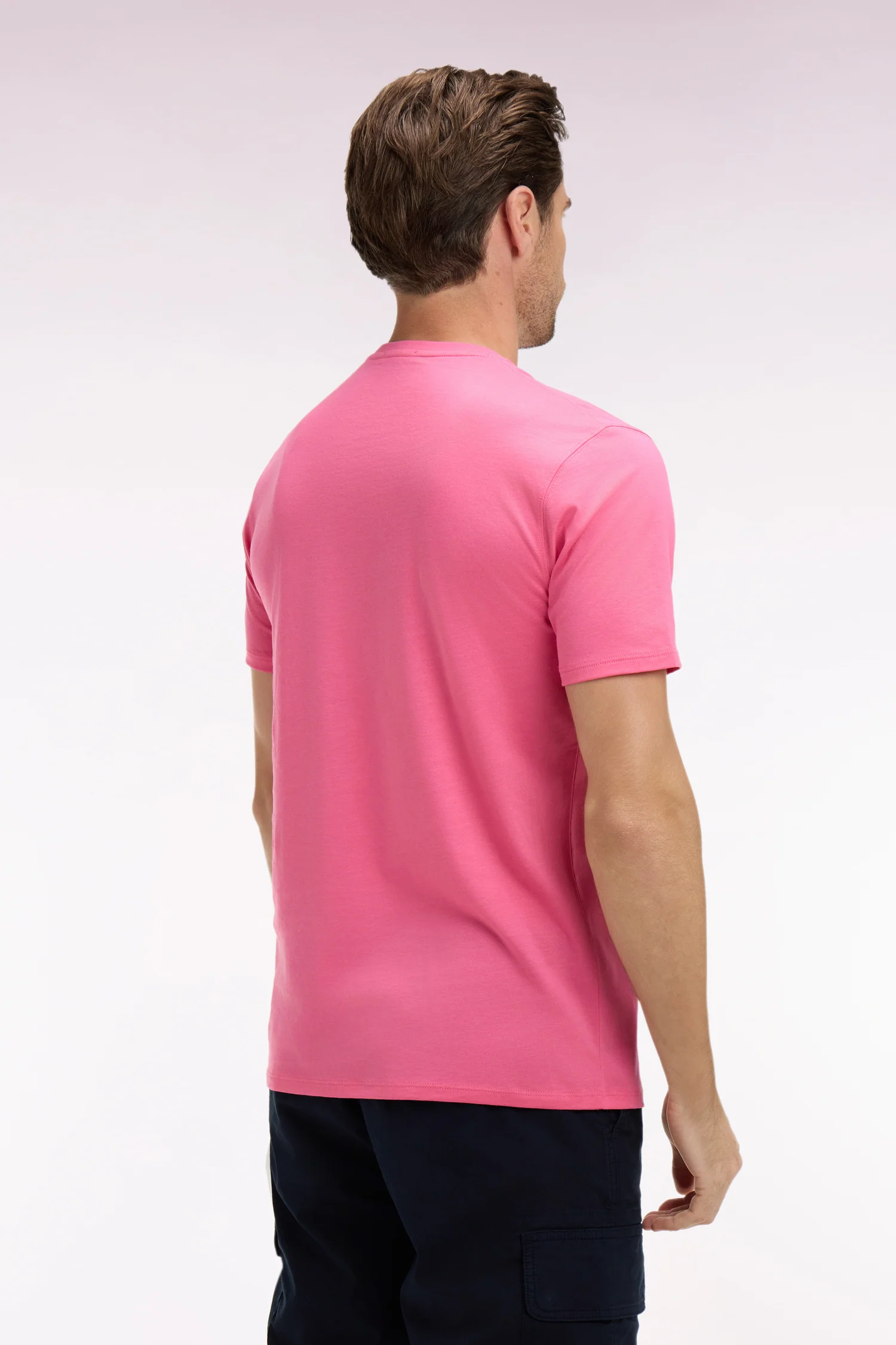 T-shirt à manches courtes en coton Pima fuchsia coupe regular - Image 5